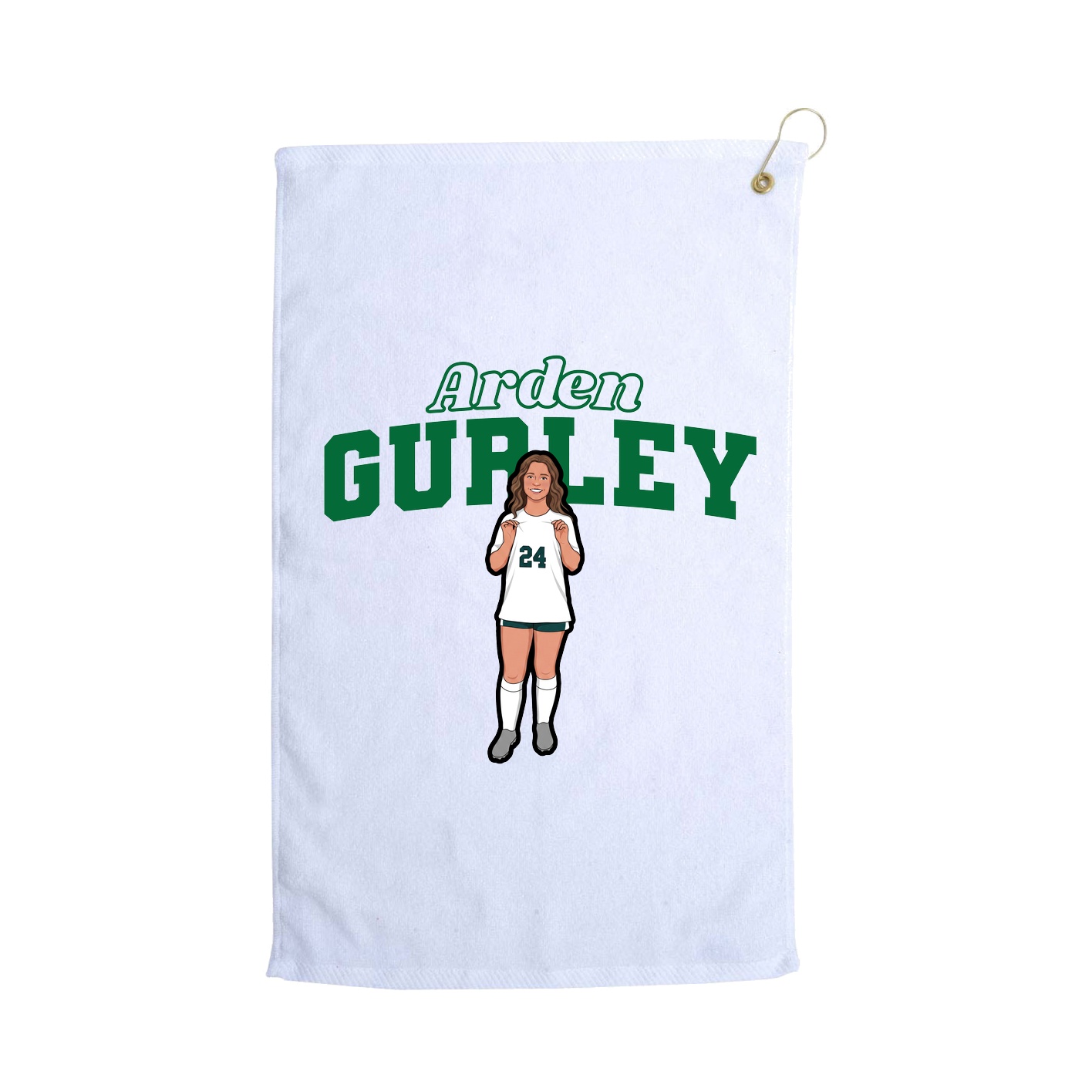 Golf Towel — Name Arch in White