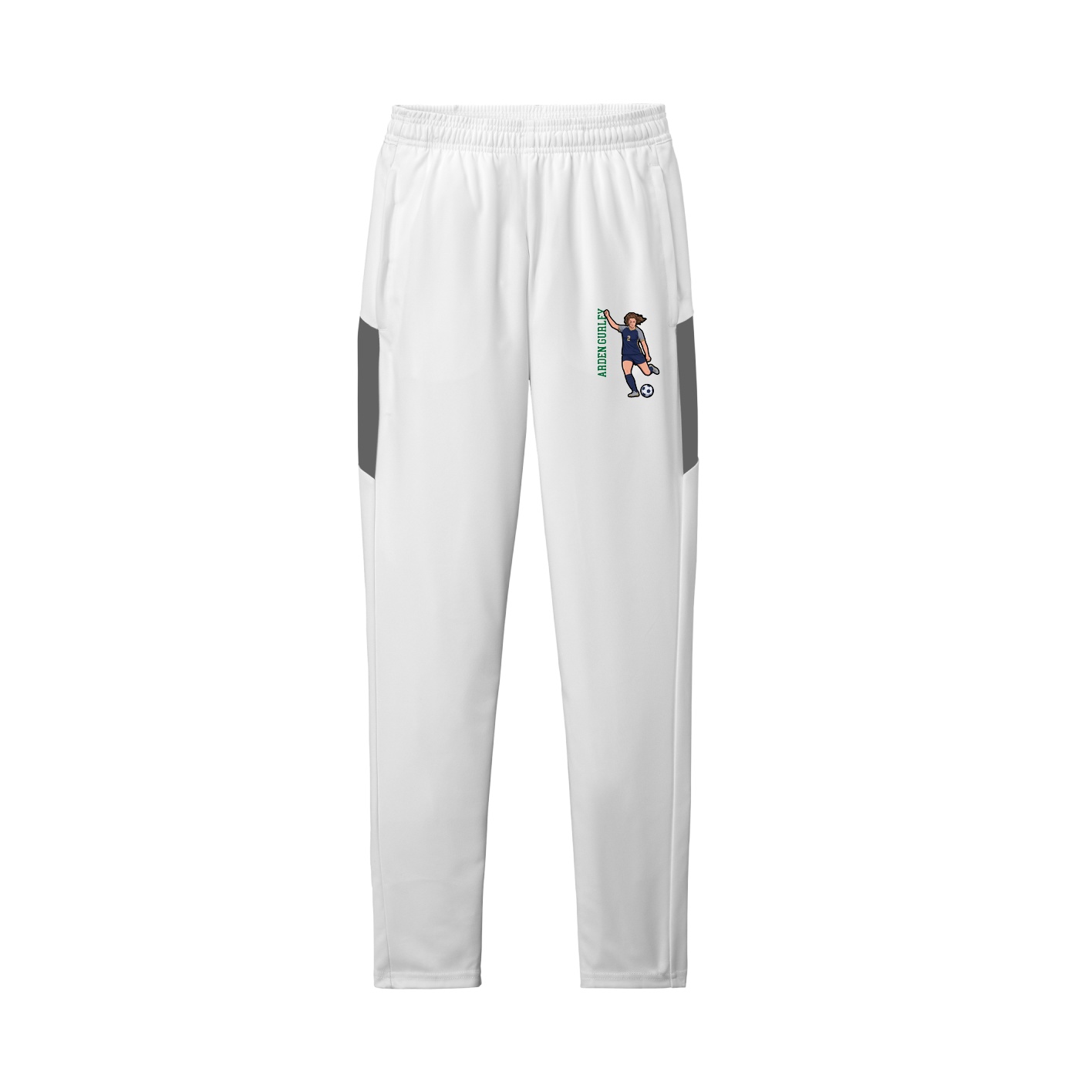 Team Travel Pant — Name Vertical in White/Grey