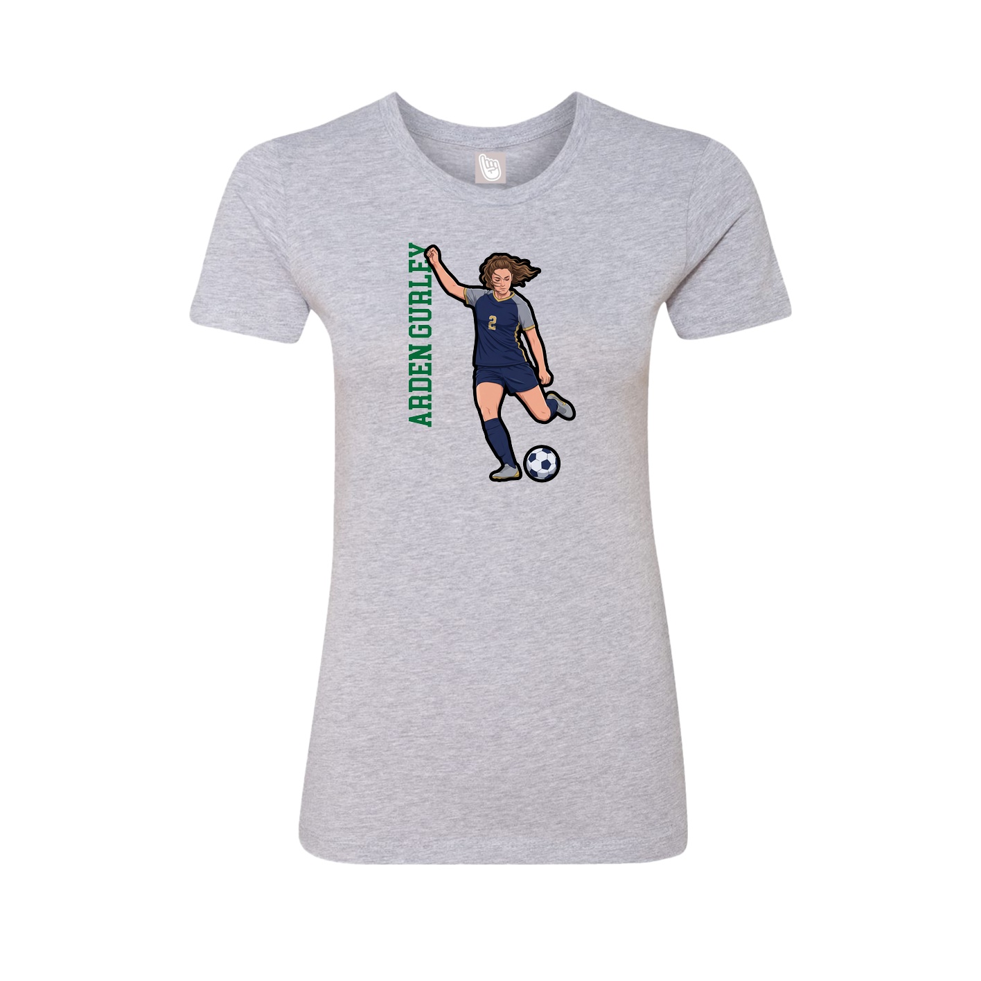 Fitted Women's Tee — Name Vertical in Grey