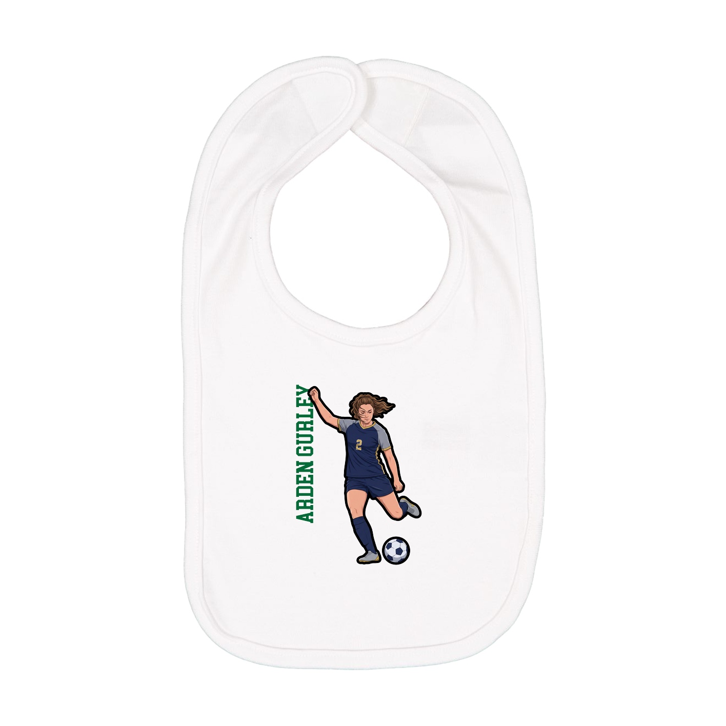 Infant Bib — Name Vertical in White