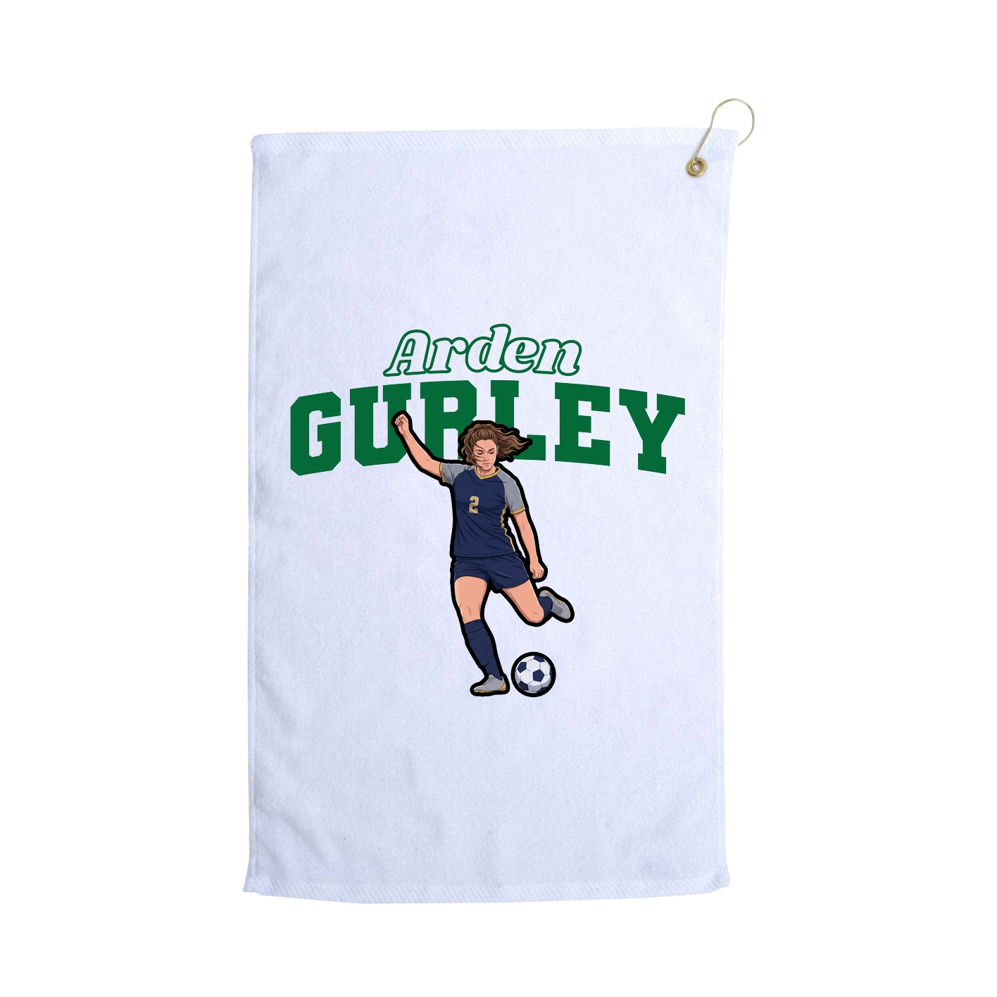Golf Towel — Name Arch in White