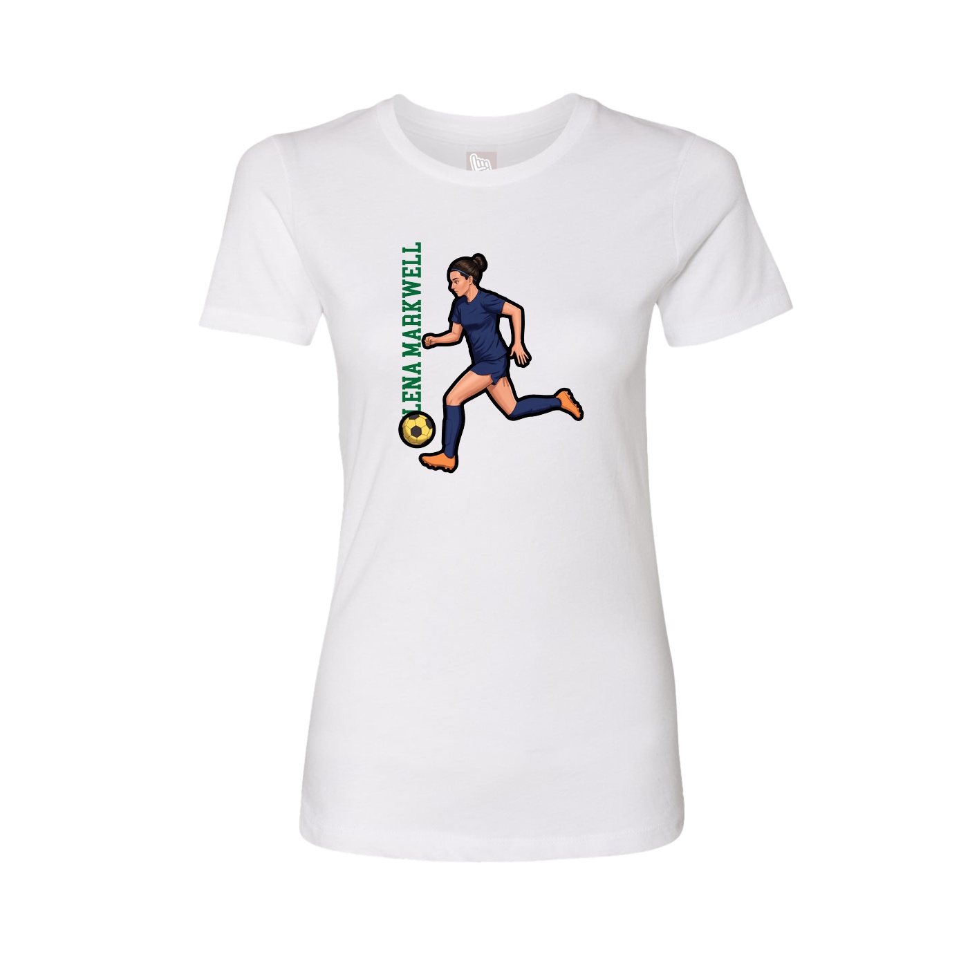 Fitted Women's Tee — Name Vertical in White