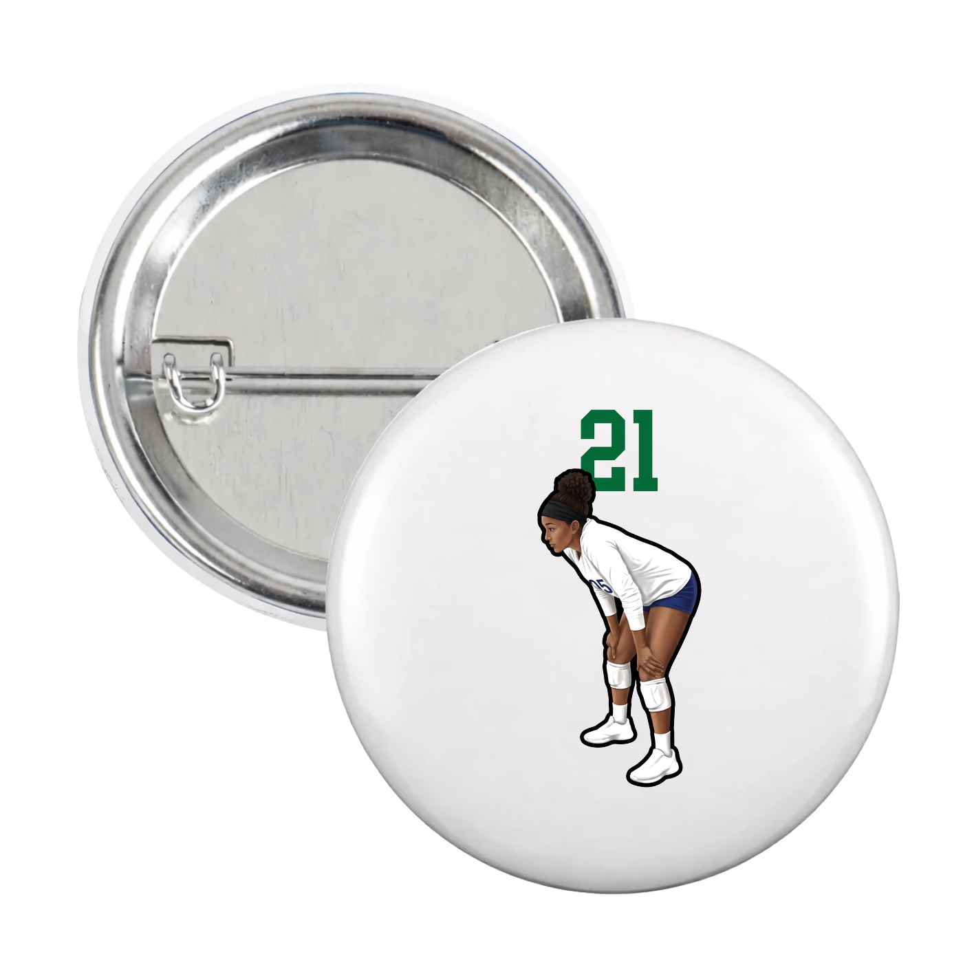 Game Day Button — Number Top in White