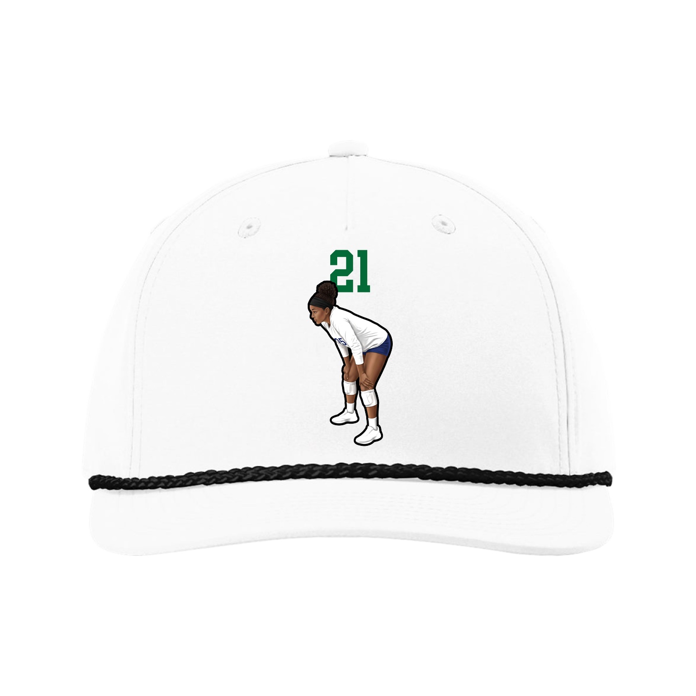 Five-Panel Classic Rope Cap — Number Top in White