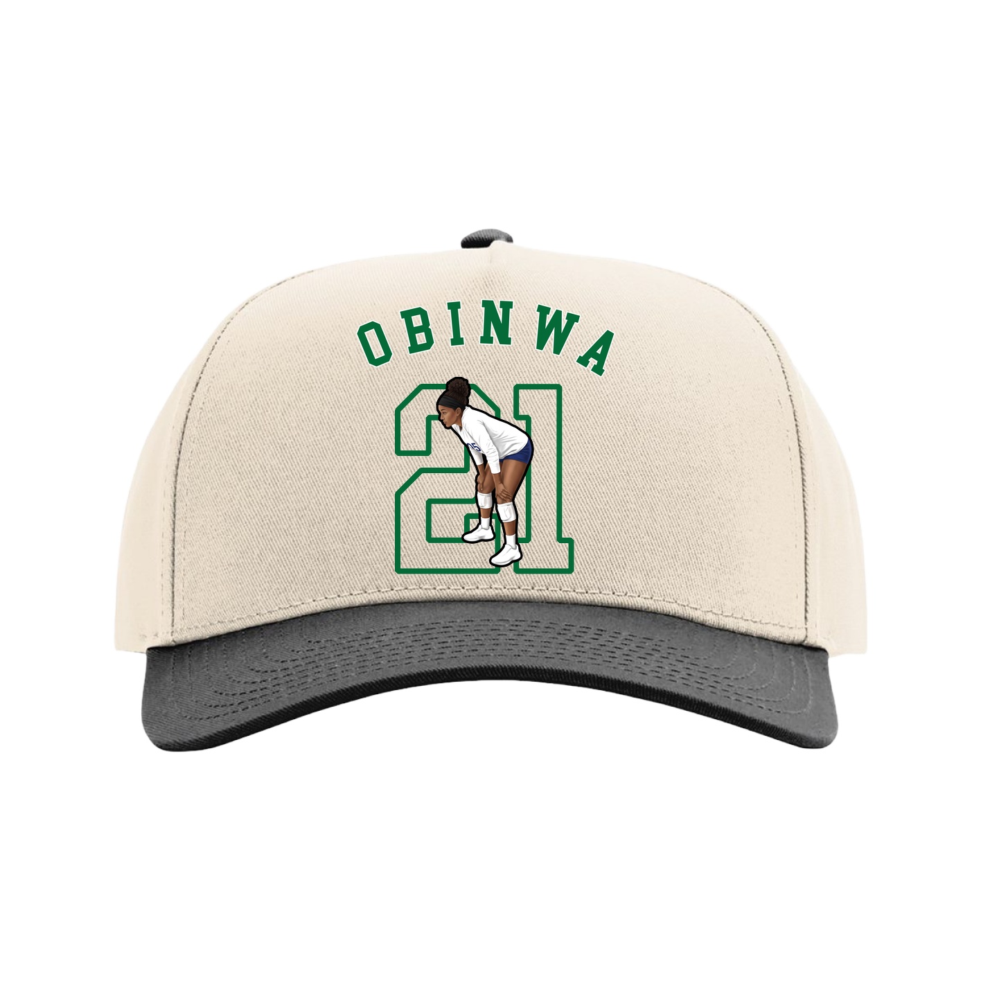 Full Fabric Five-Panel Champ Cap — Shirsey Arch in Cream/Black