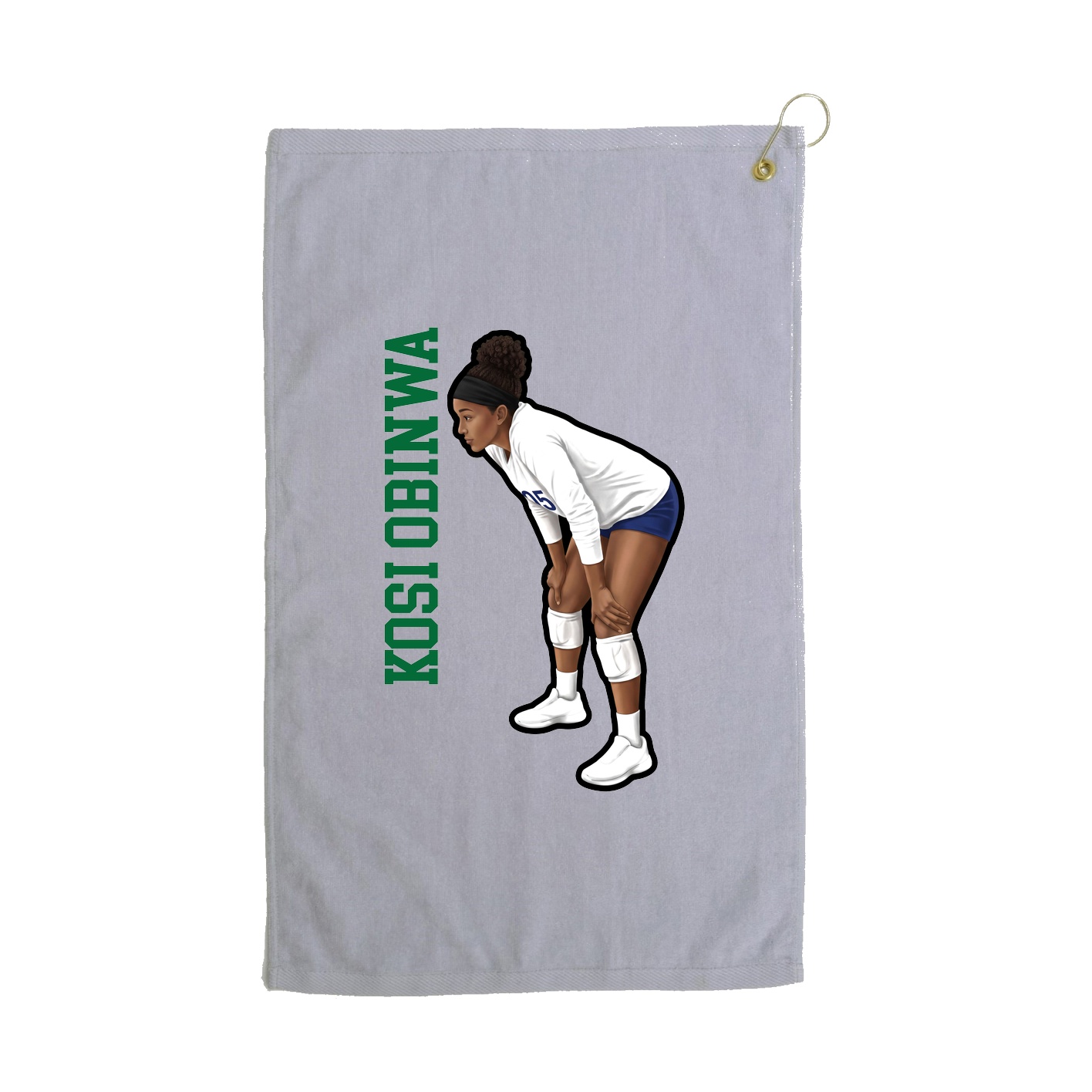 Golf Towel — Name Vertical in Grey