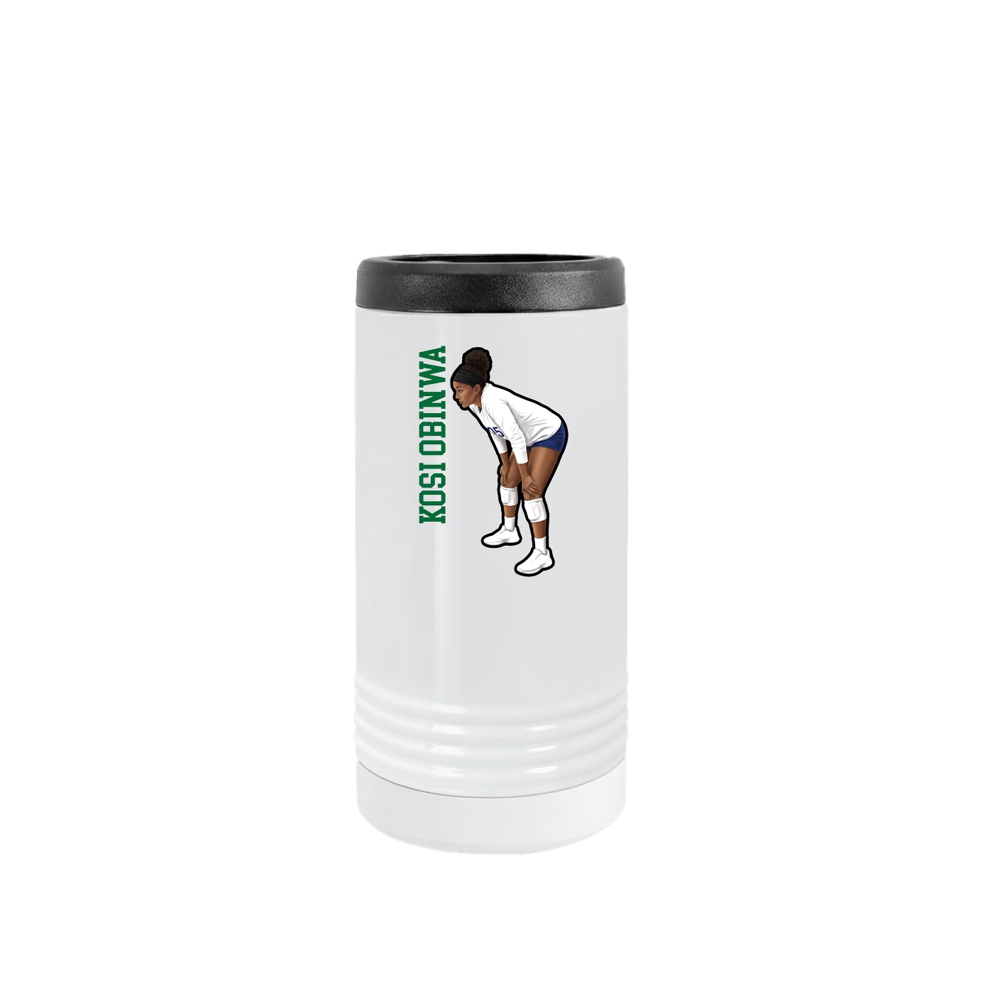 Slim Beverage Holder — Name Vertical in White