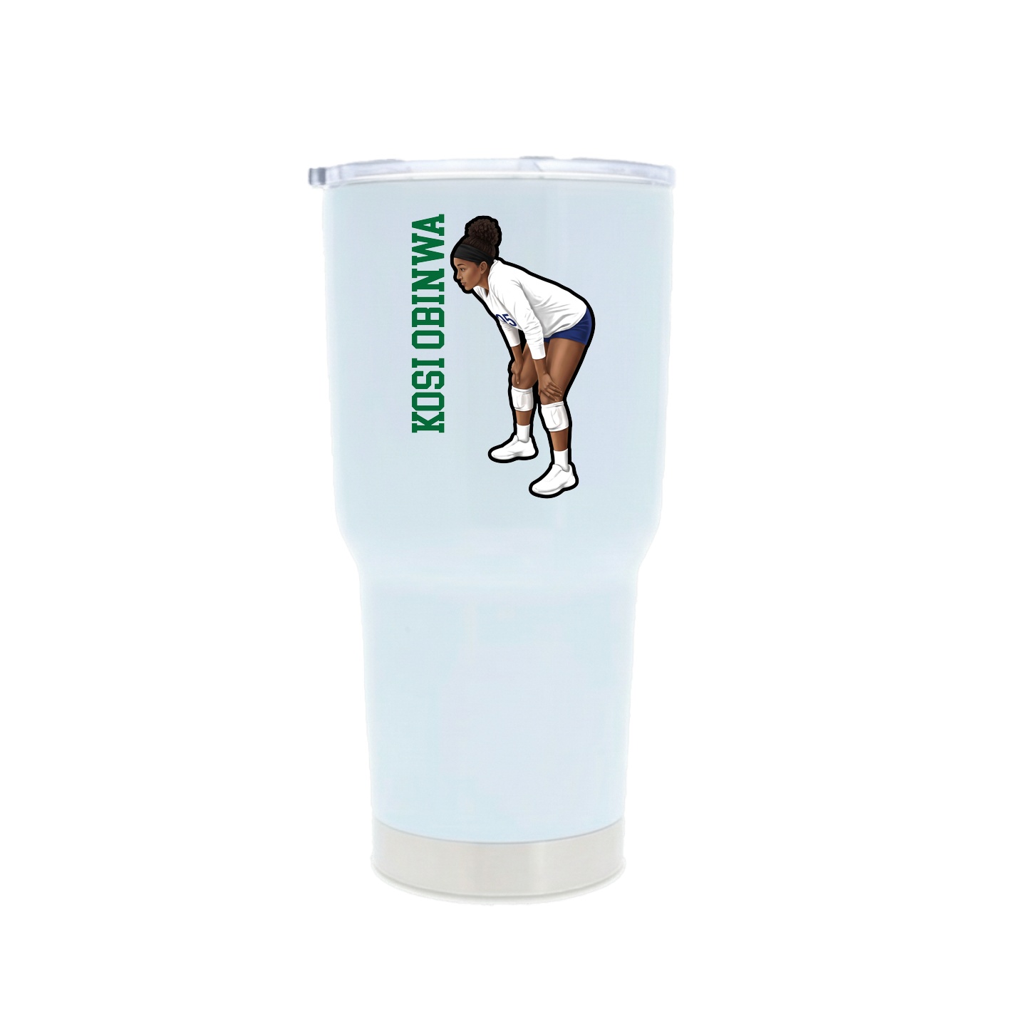 30oz Stainless Steel Tumbler — Name Vertical in White