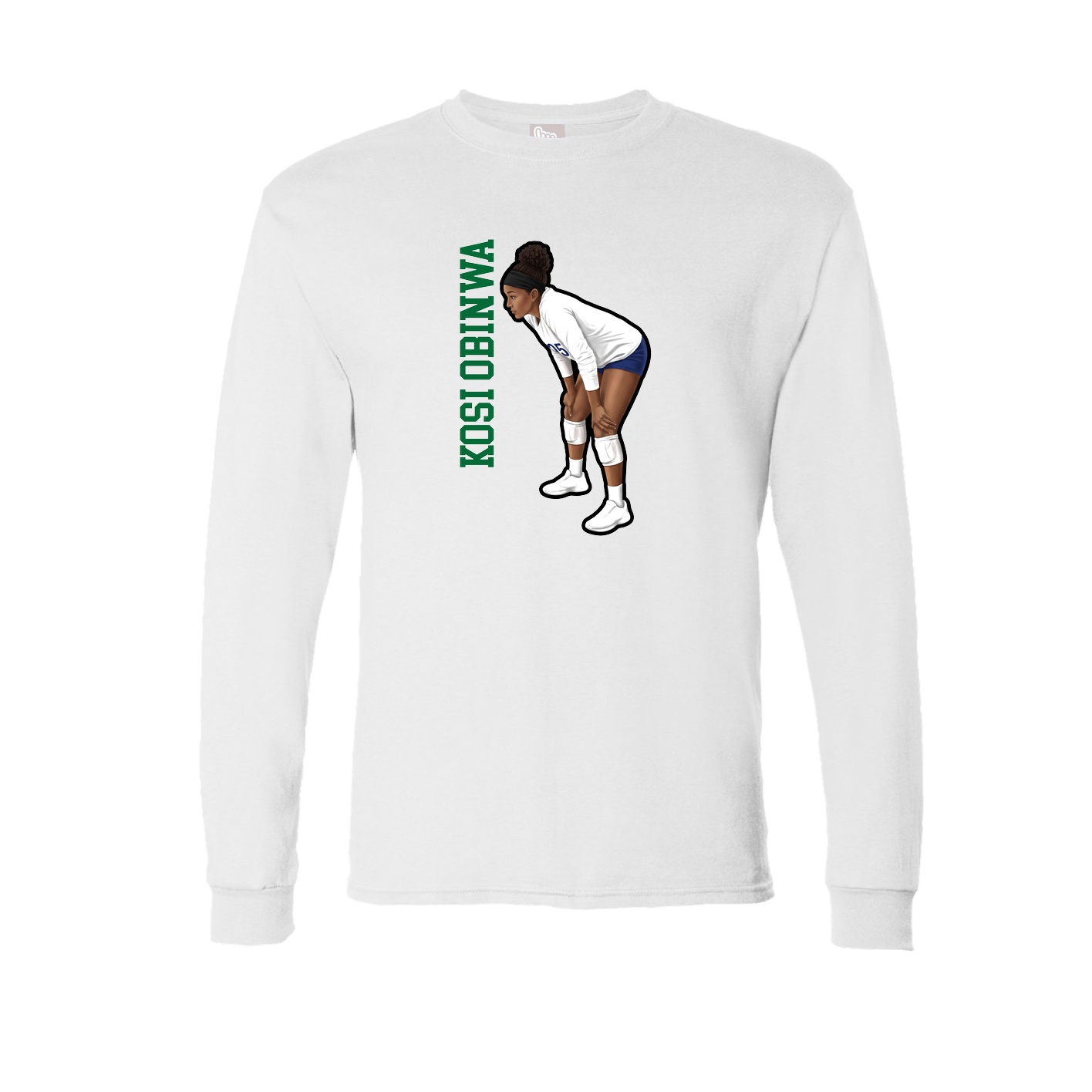 Long Sleeve Tee — Name Vertical in White