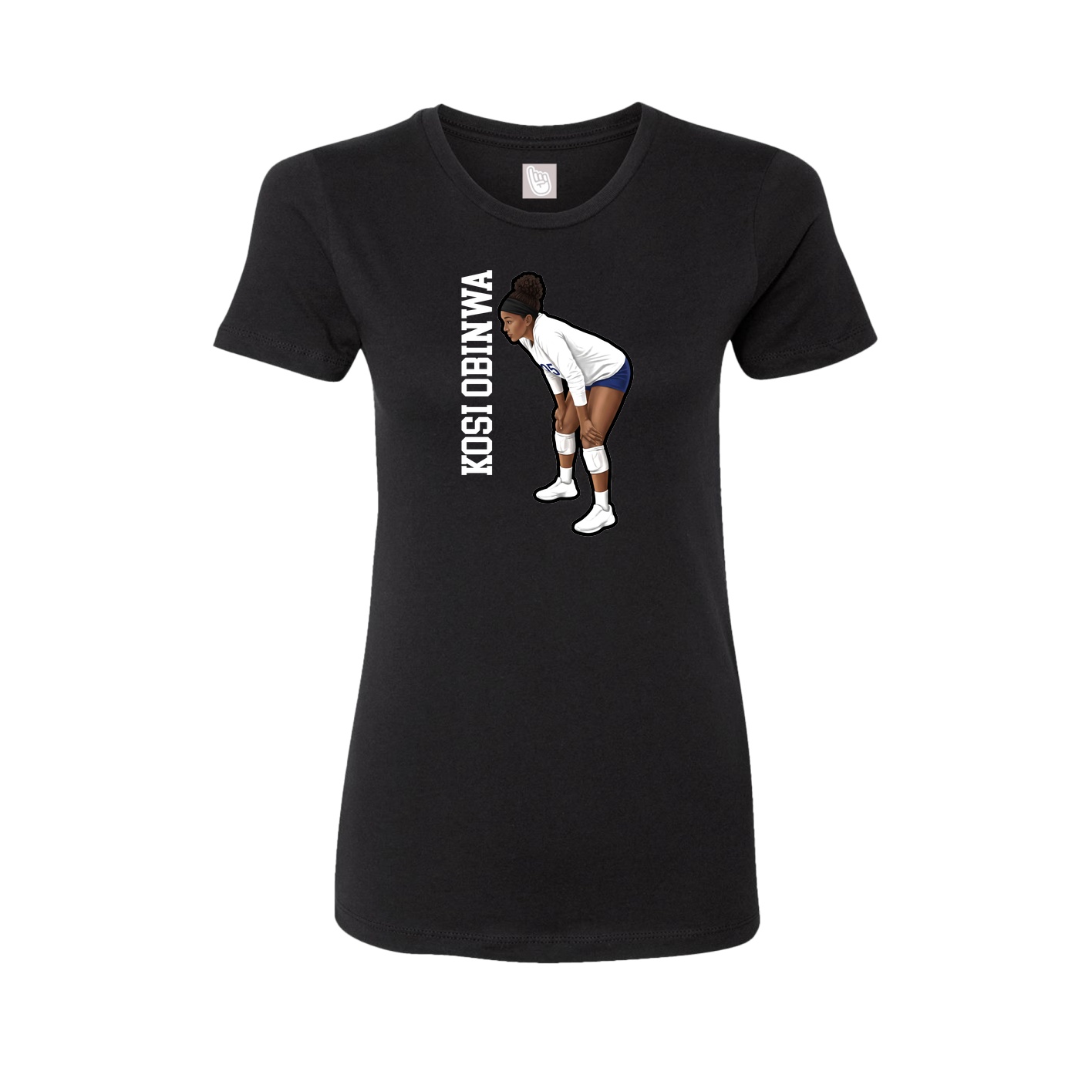 Fitted Women's Tee — Name Vertical in Black
