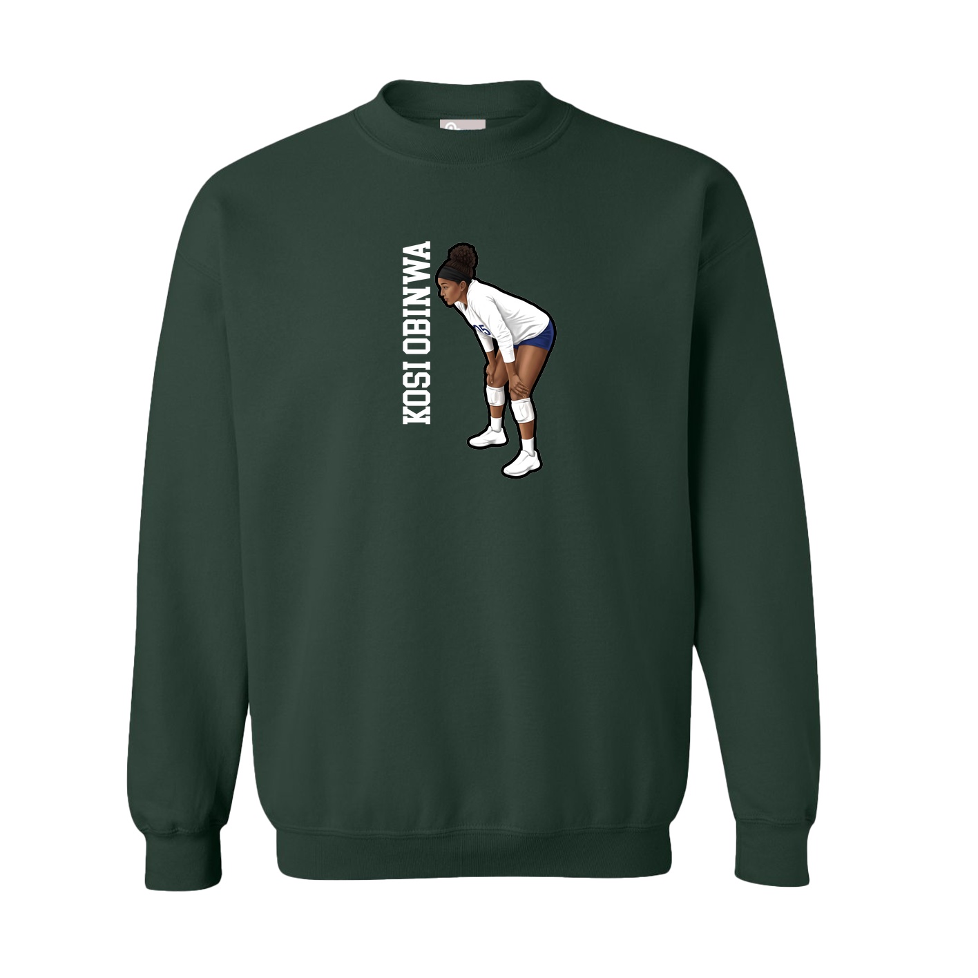 Fleece Crew — Name Vertical in Green