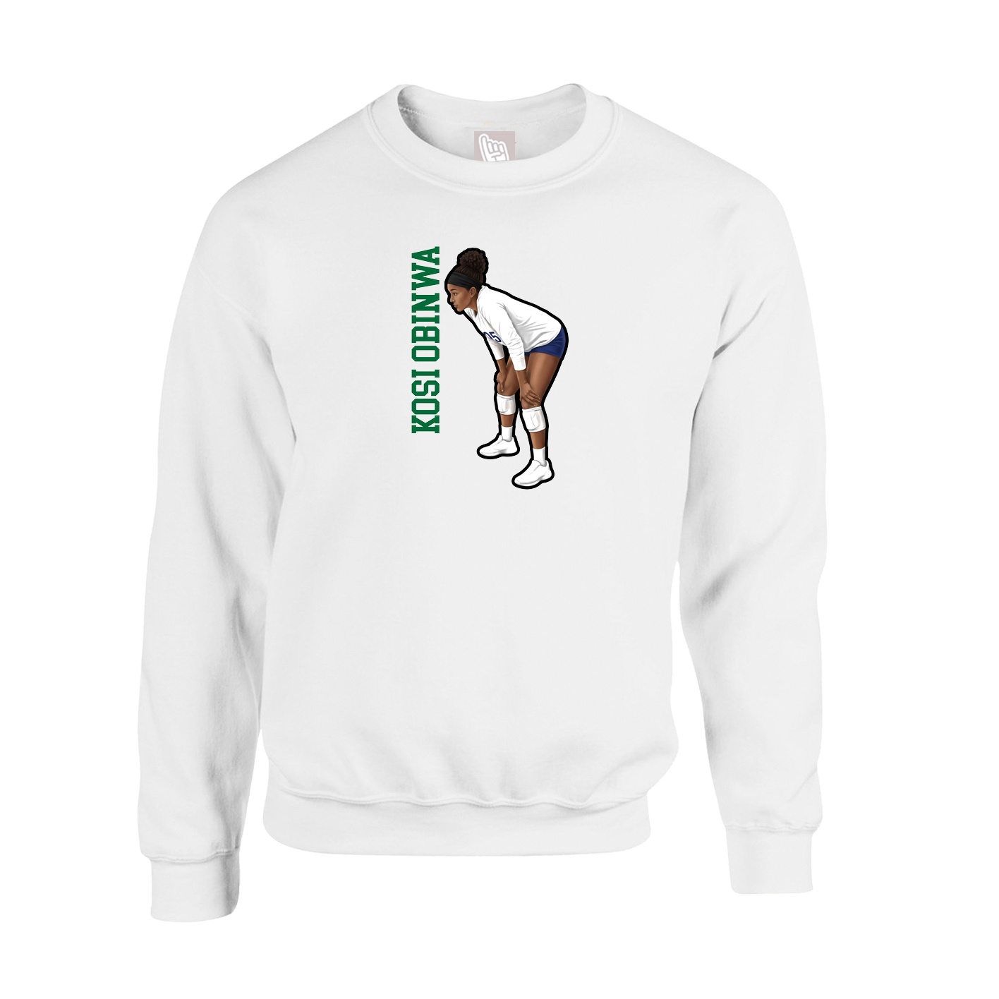 Fleece Crew — Name Vertical in White
