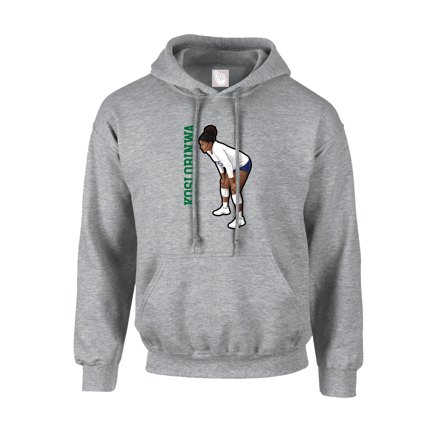 Youth Hoodie — Name Vertical in Grey