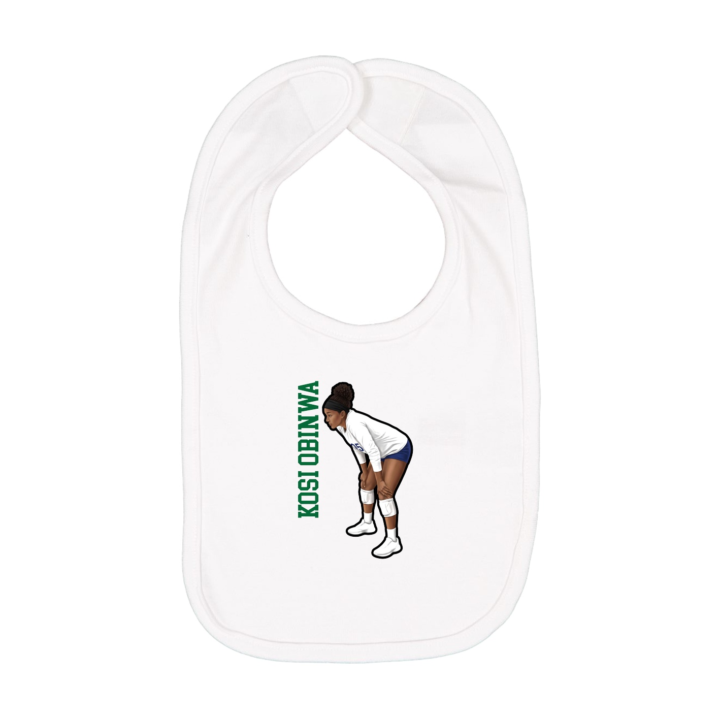 Infant Bib — Name Vertical in White