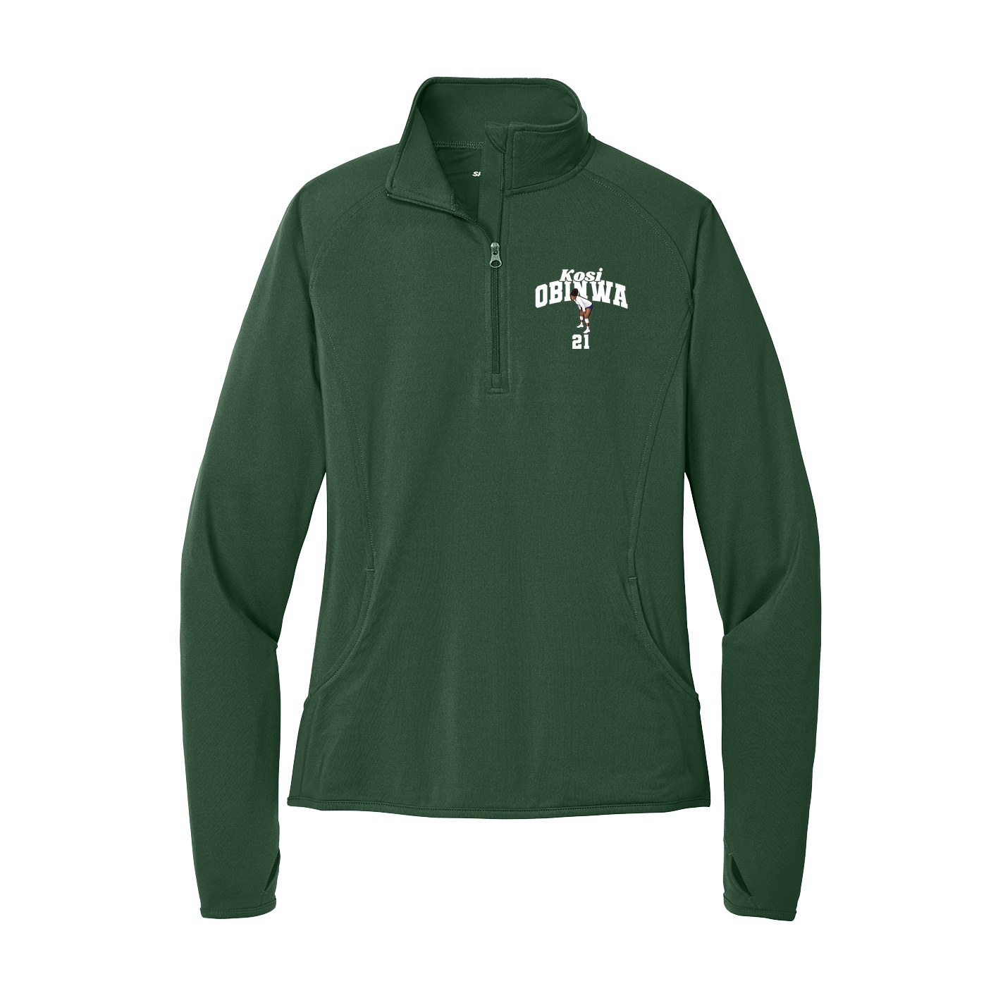 Women's Q-Zip Pullover — Signature Arch in Green