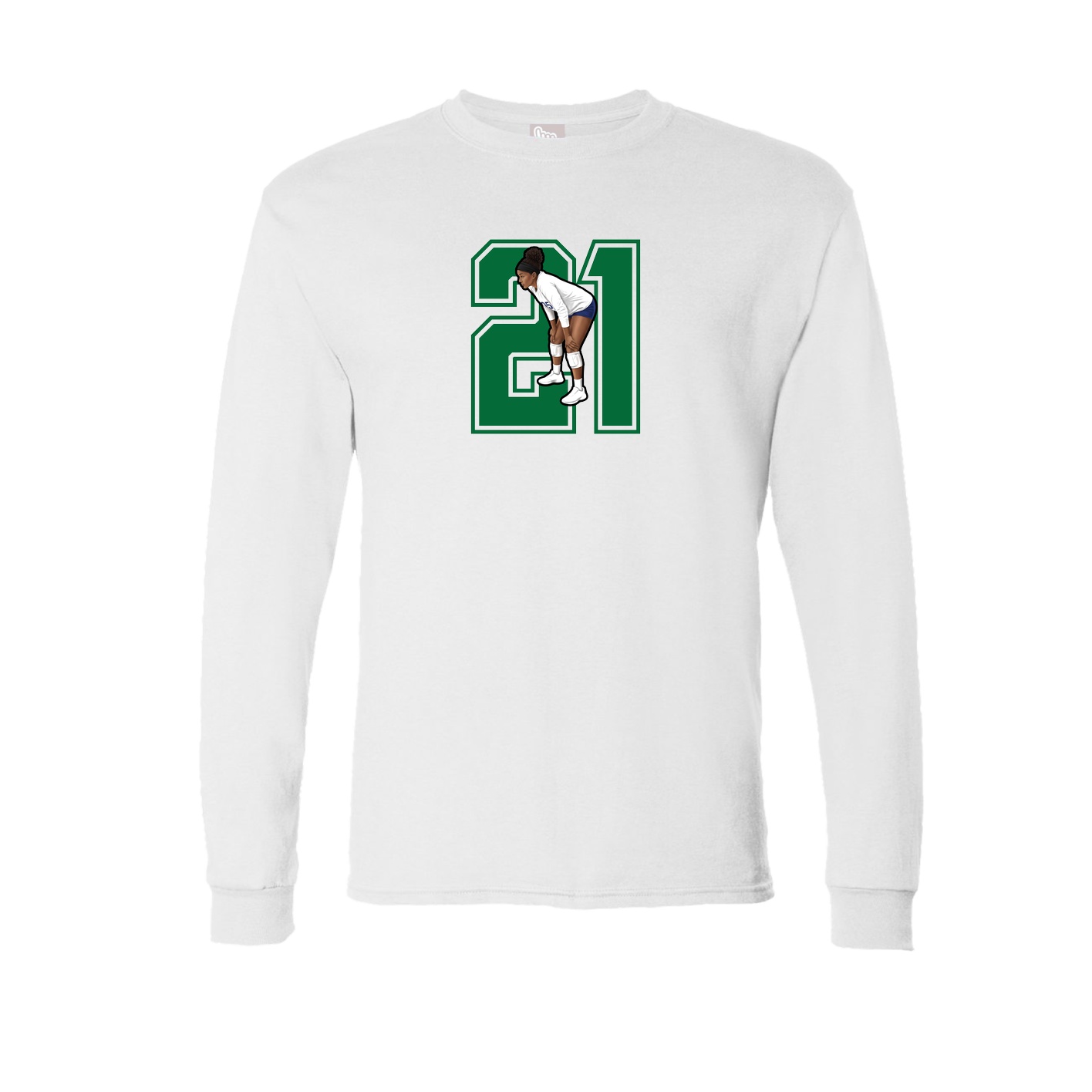 Long Sleeve Tee — Number in White