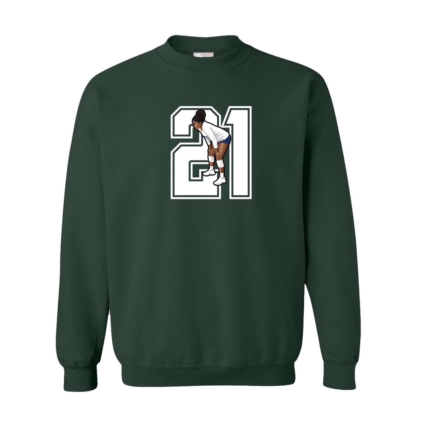 Fleece Crew — Number in Green