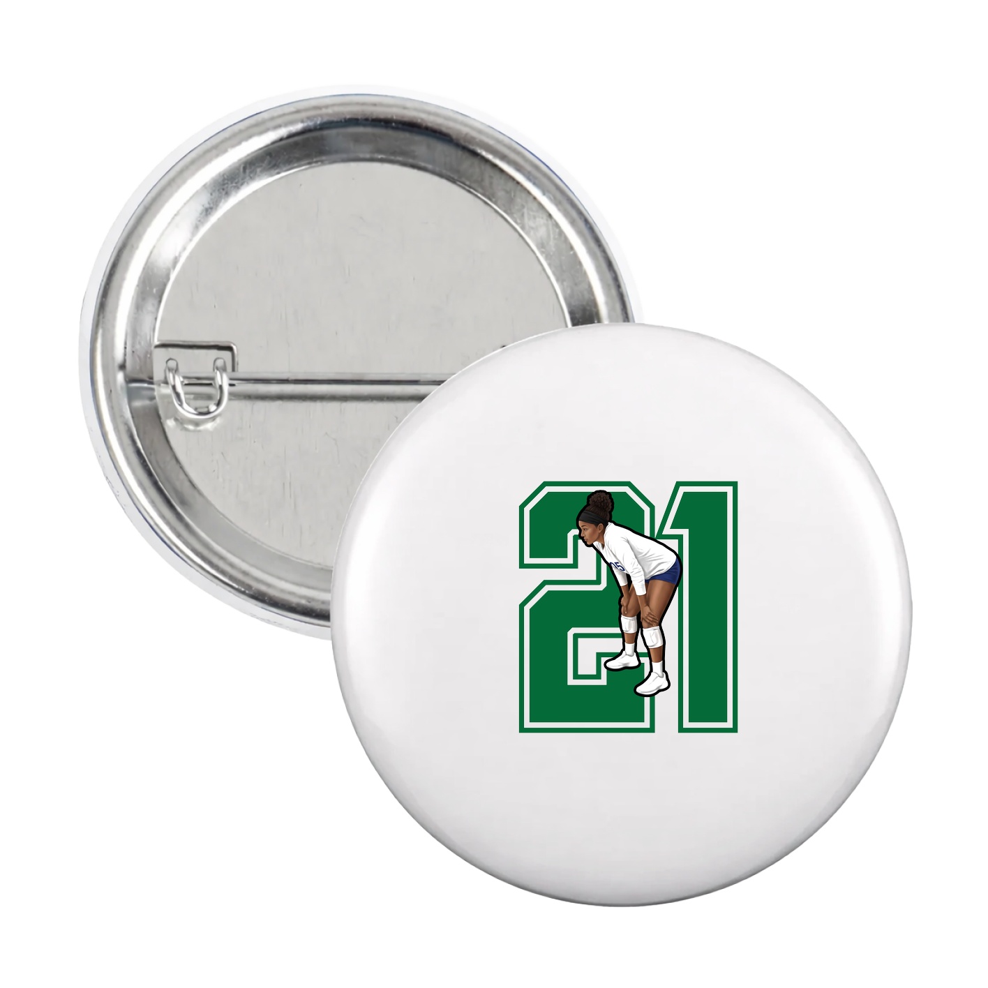Game Day Button — Number in White