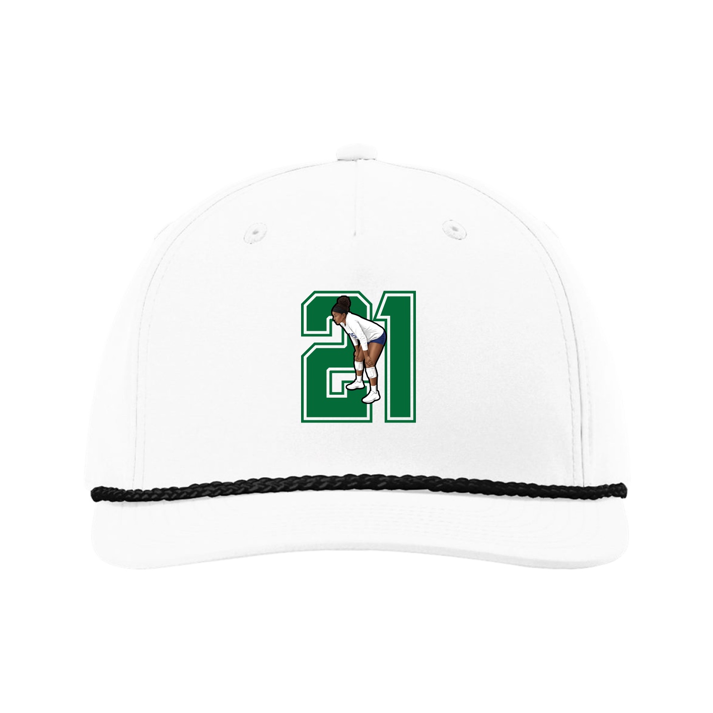 Five-Panel Classic Rope Cap — Number in White