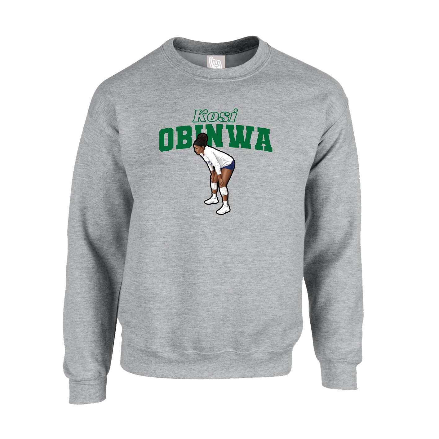 Fleece Crew — Name Arch in Grey