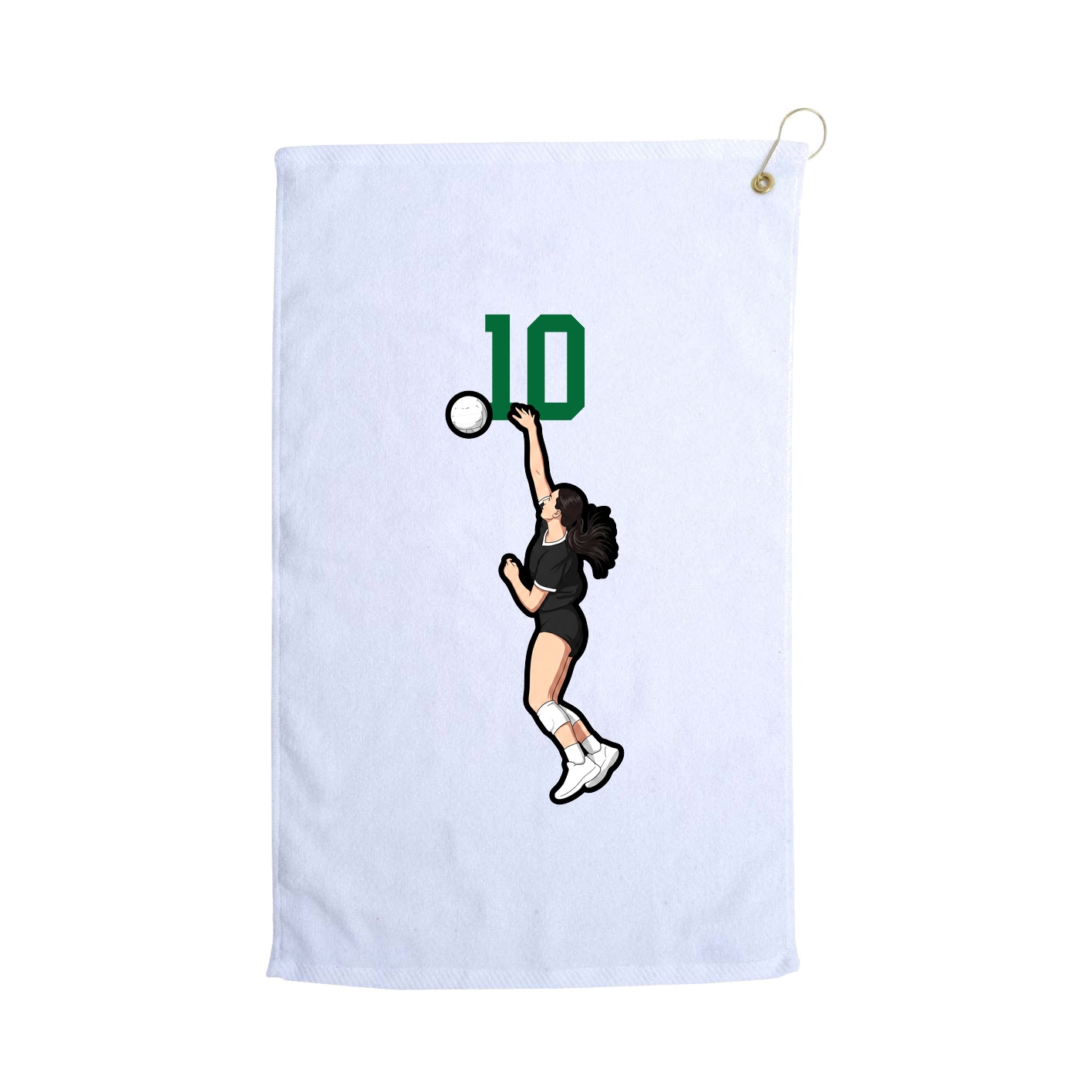 Golf Towel — Number Top in White
