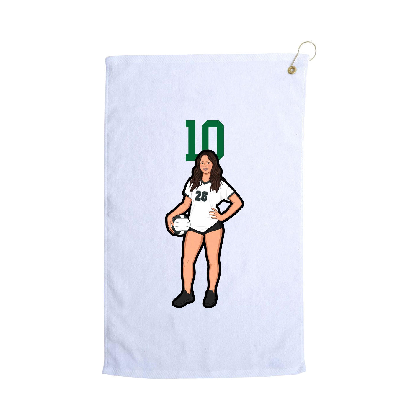 Golf Towel — Number Top in White