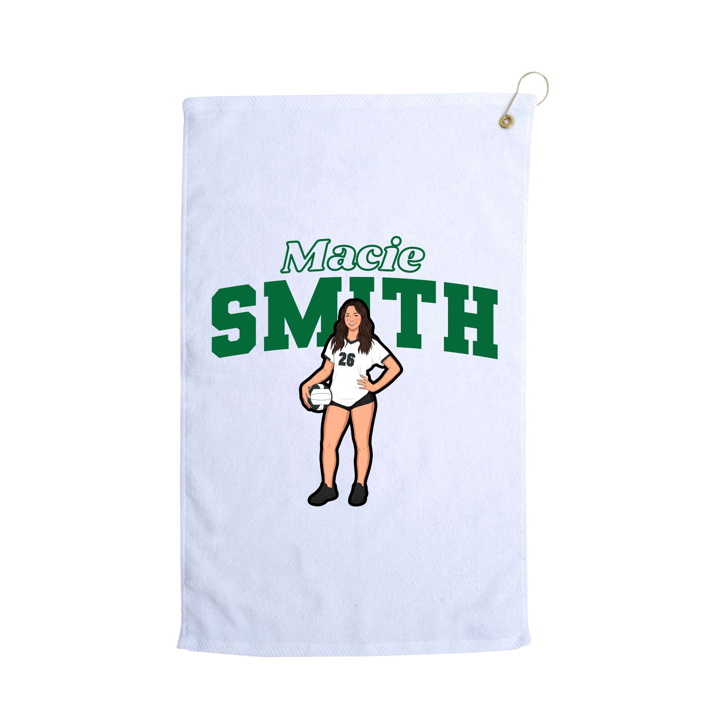 Golf Towel — Name Arch in White