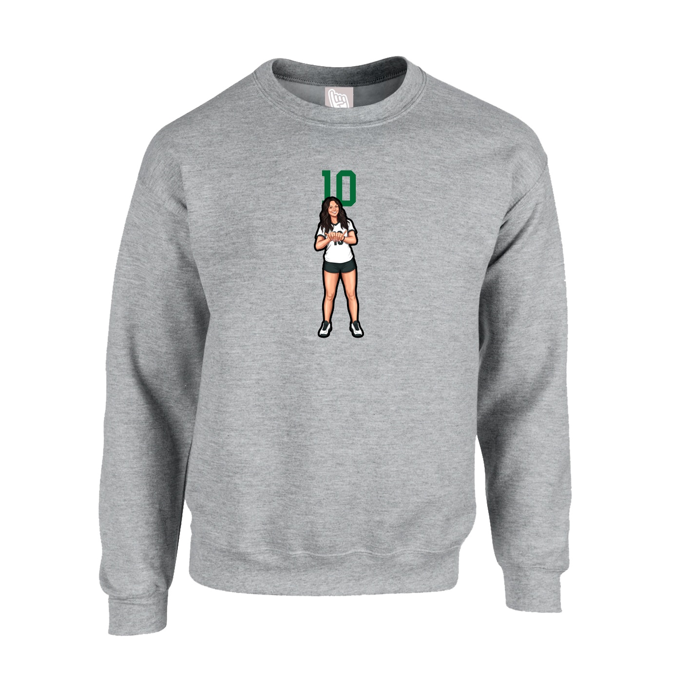 Fleece Crew — Number Top in Grey