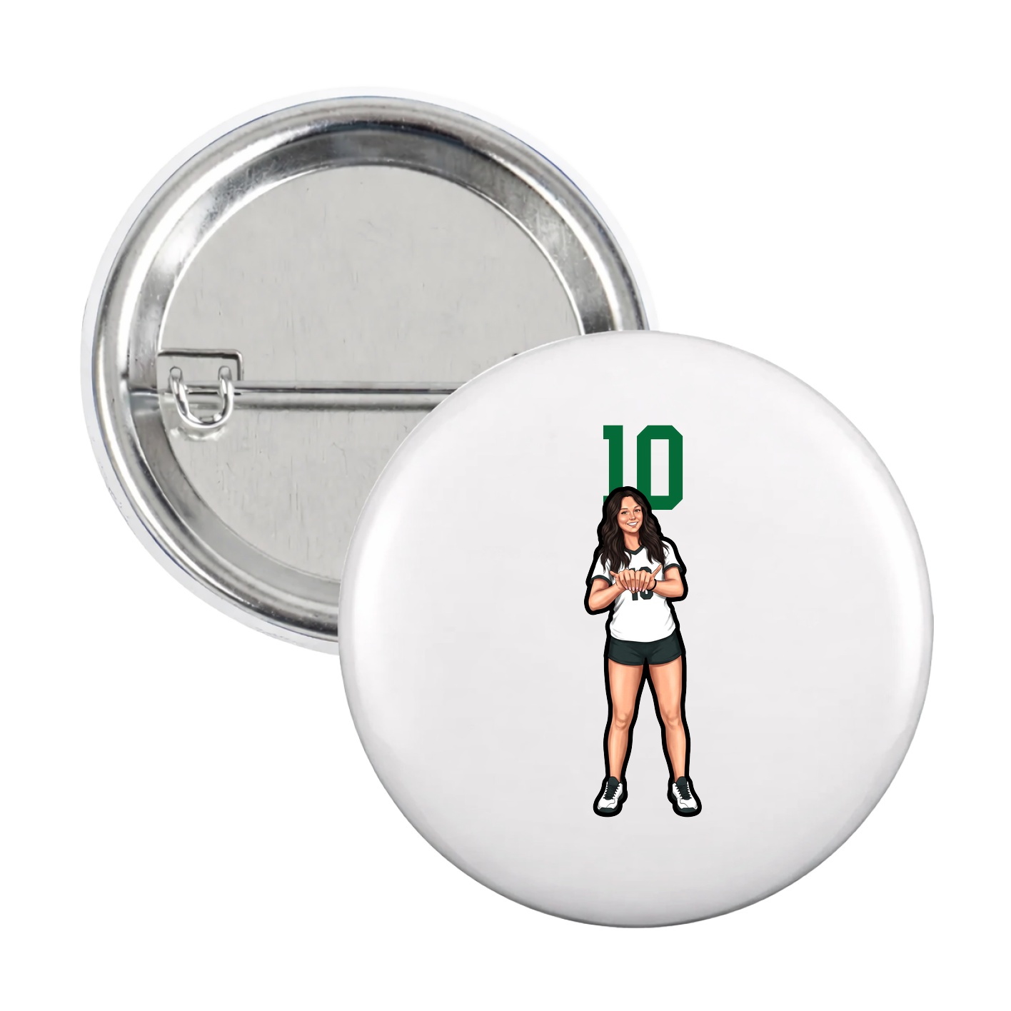 Game Day Button — Number Top in White