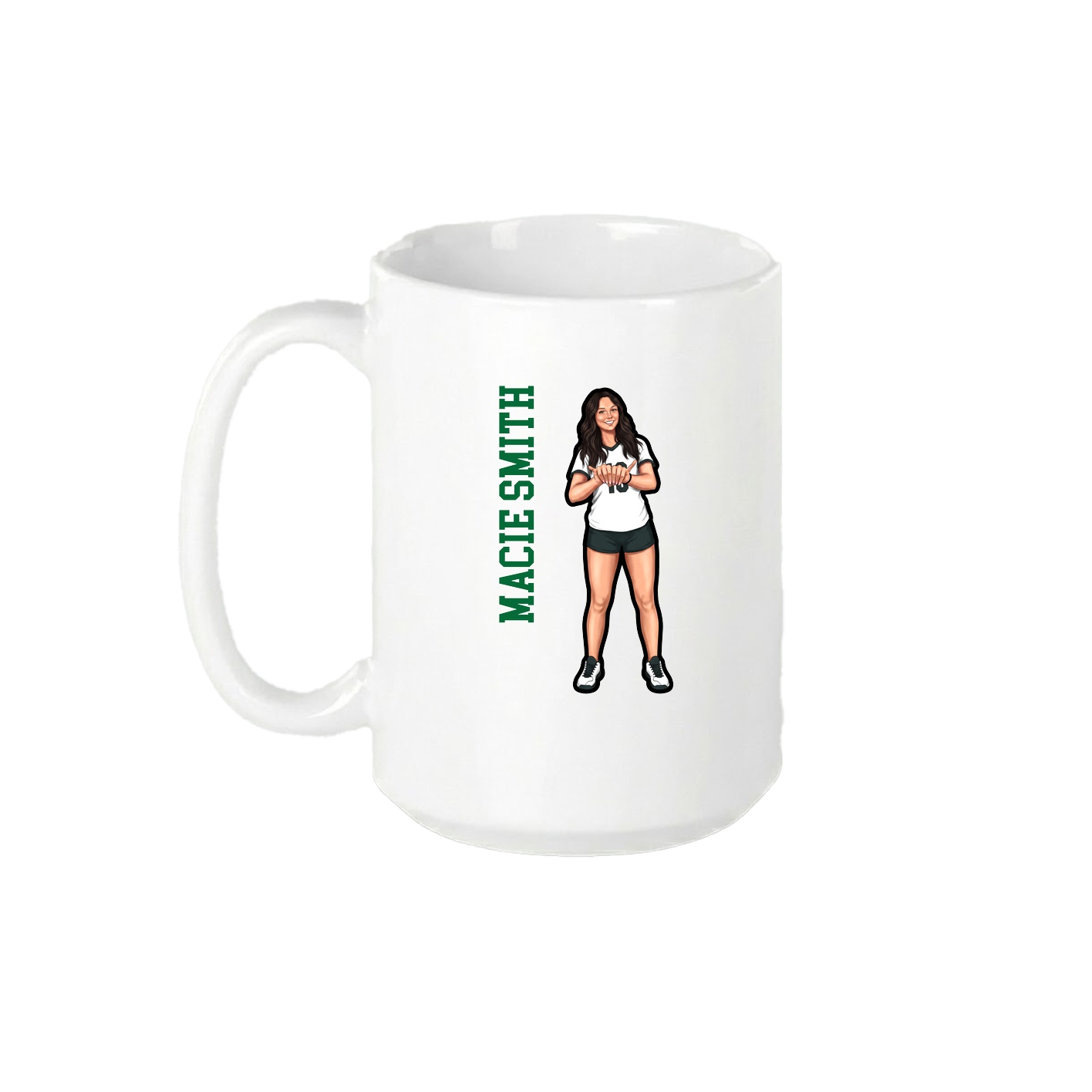 15oz Coffee Mug — Name Vertical in White