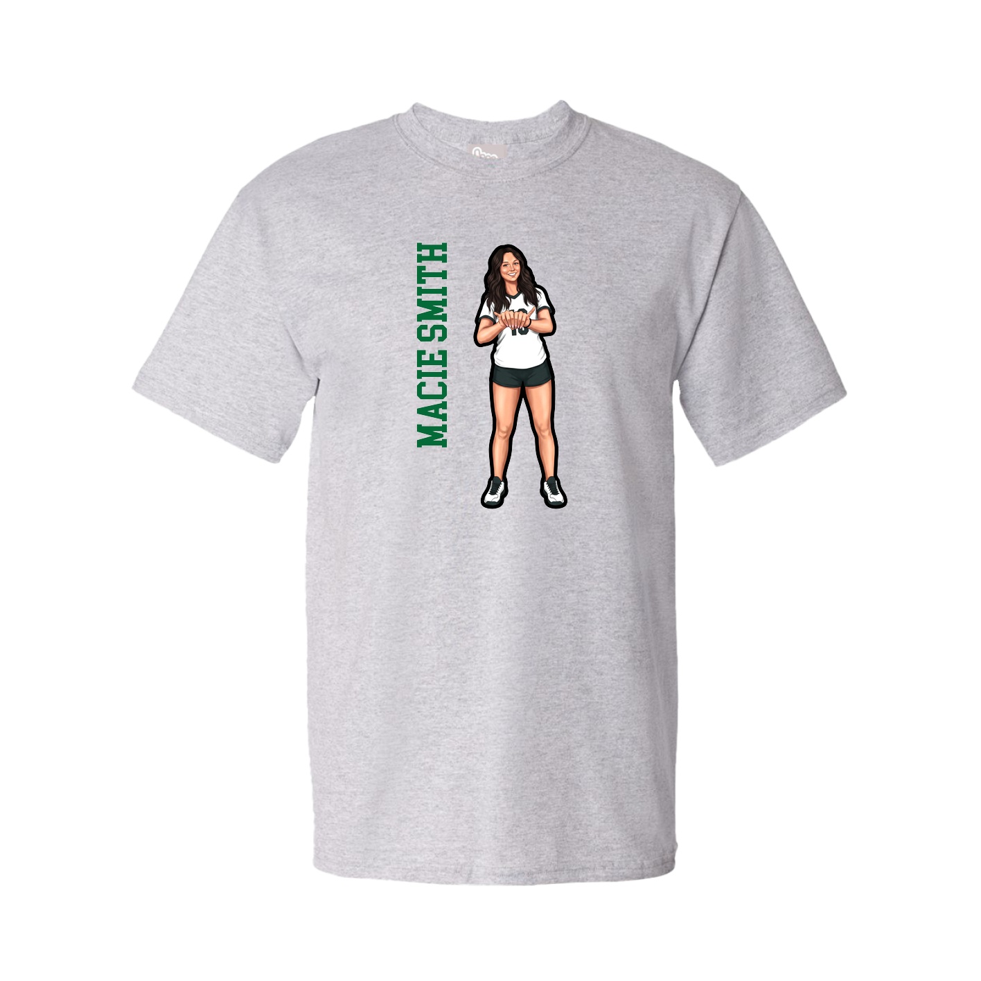 Youth Tee — Name Vertical in Grey