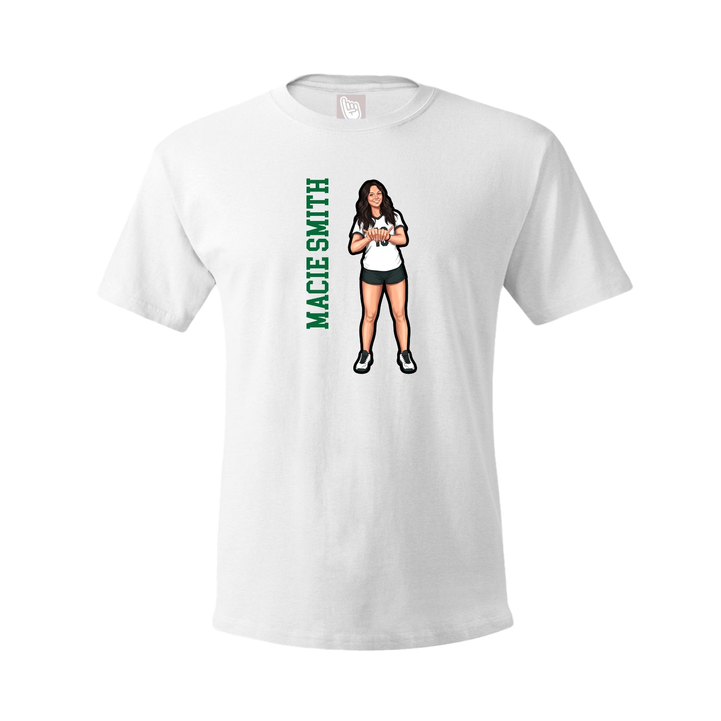 Youth Tee — Name Vertical in White