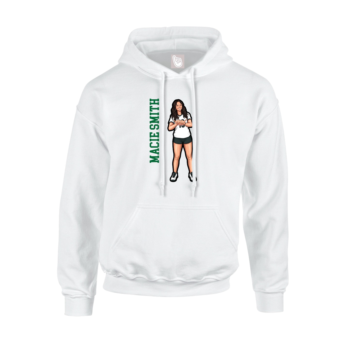 Youth Hoodie — Name Vertical in White