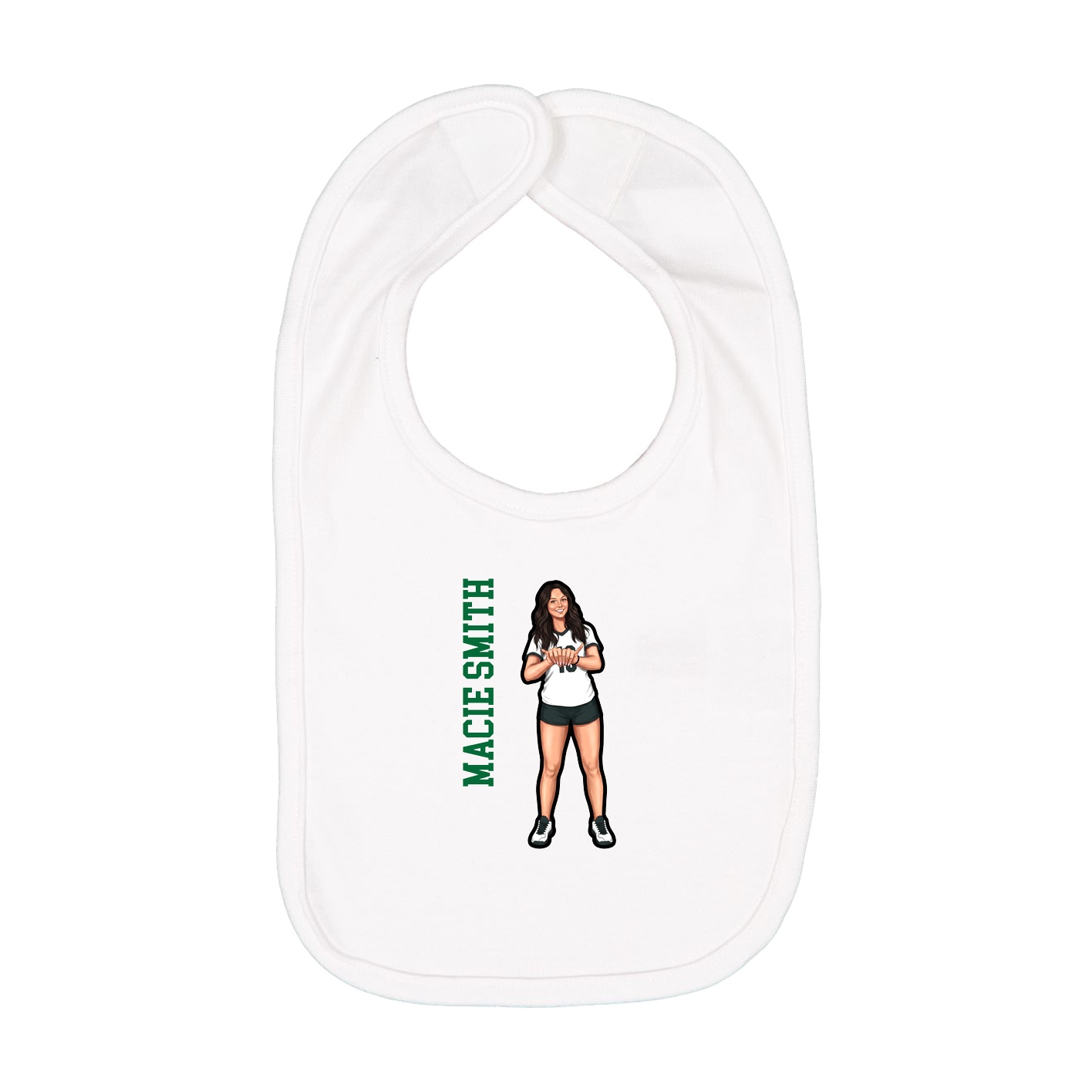 Infant Bib — Name Vertical in White