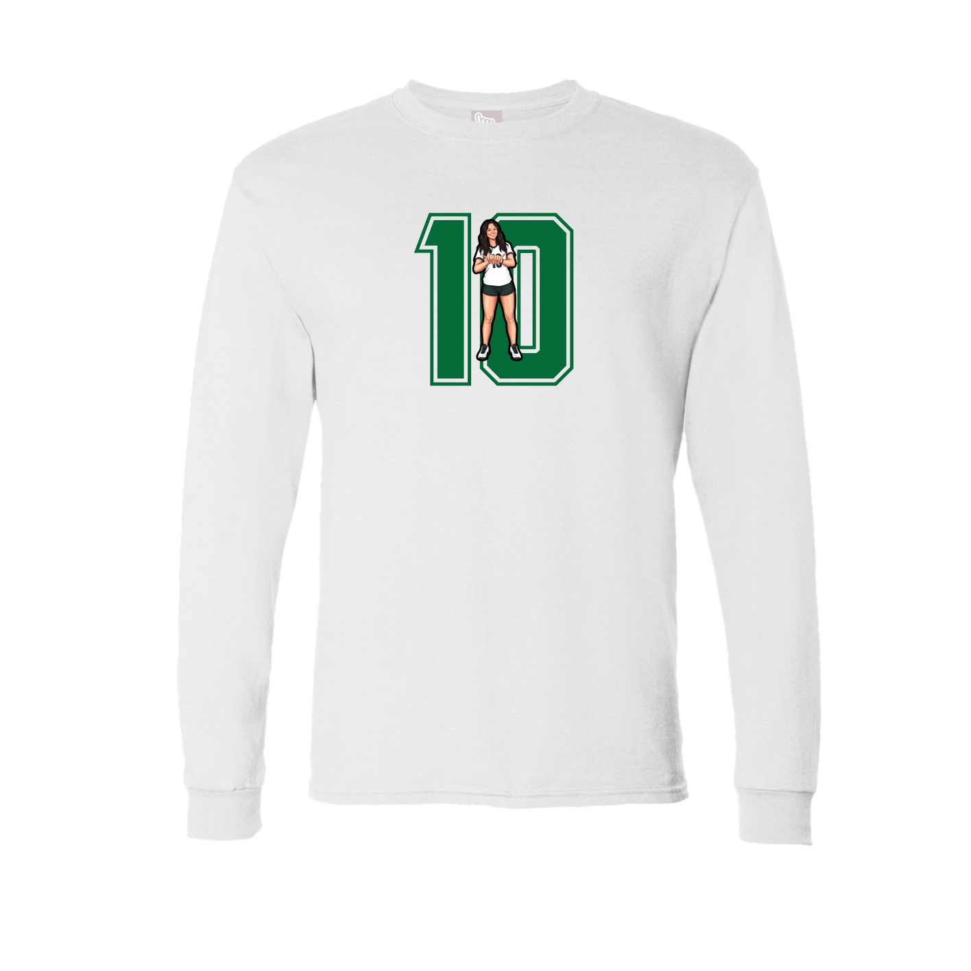 Long Sleeve Tee — Number in White