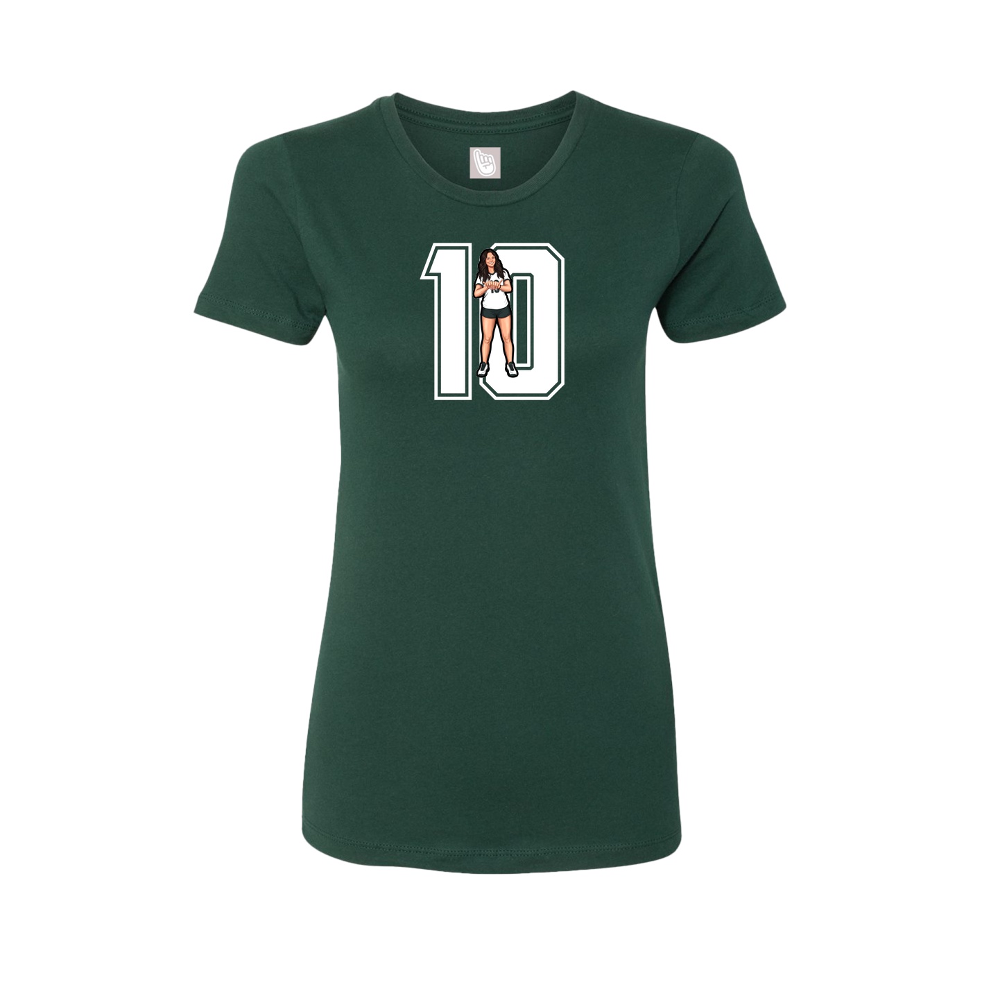 Fitted Women's Tee — Number in Green
