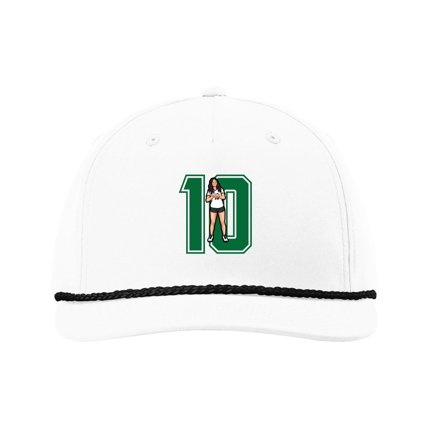 Five-Panel Classic Rope Cap — Number in White