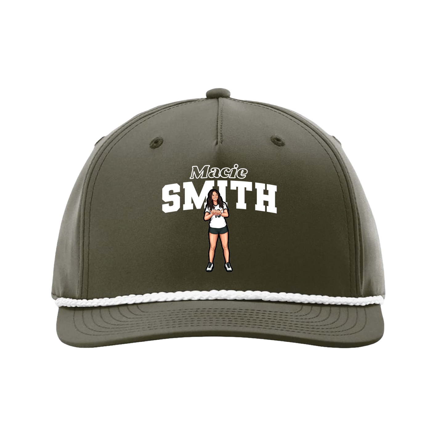 Five-Panel Classic Rope Cap — Name Arch in Green