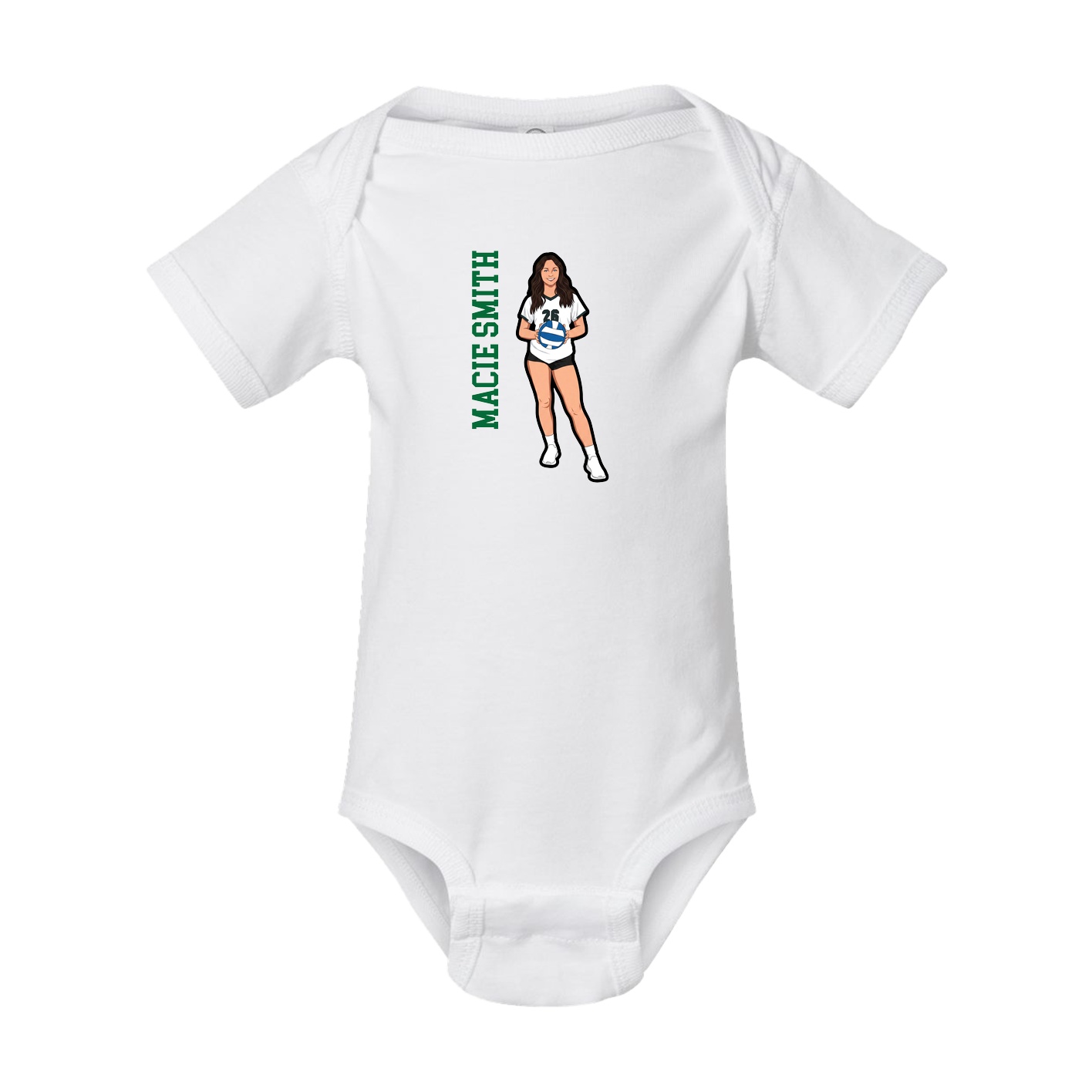 Baby Onesie — Name Vertical in White