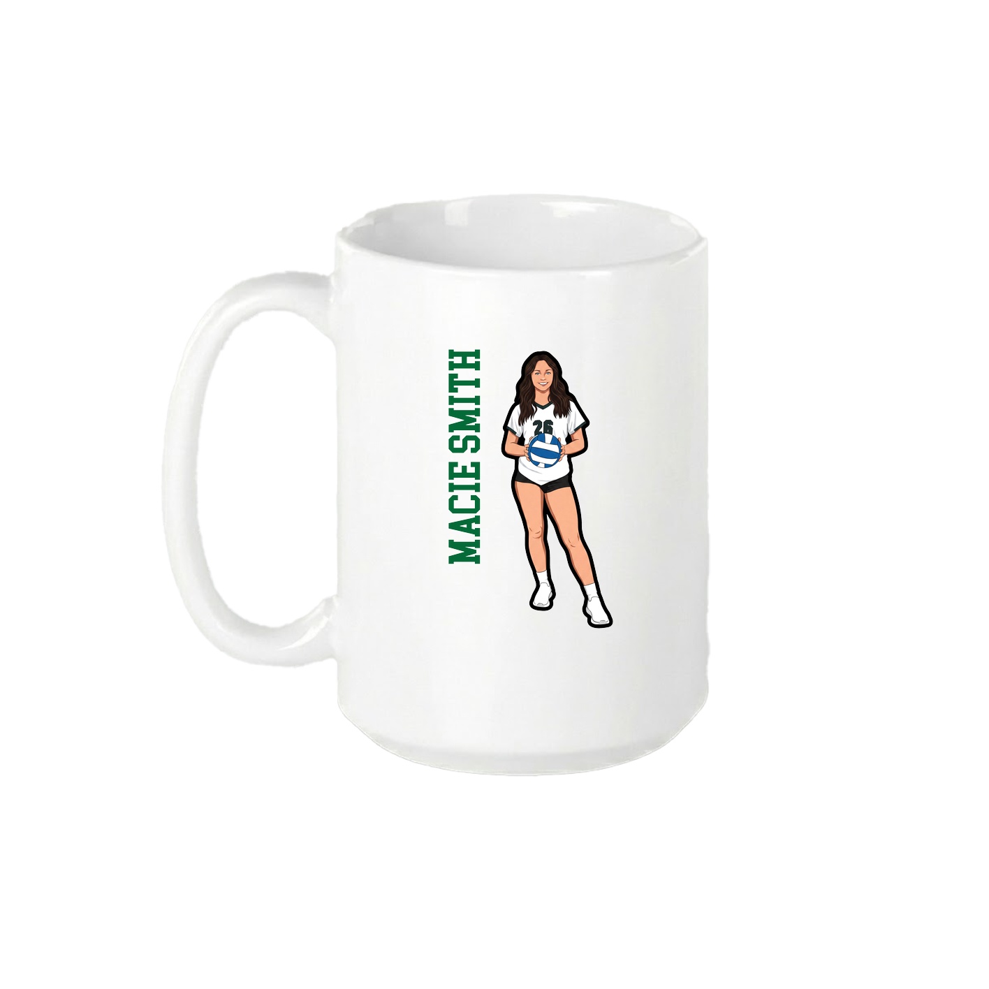 15oz Coffee Mug — Name Vertical in White