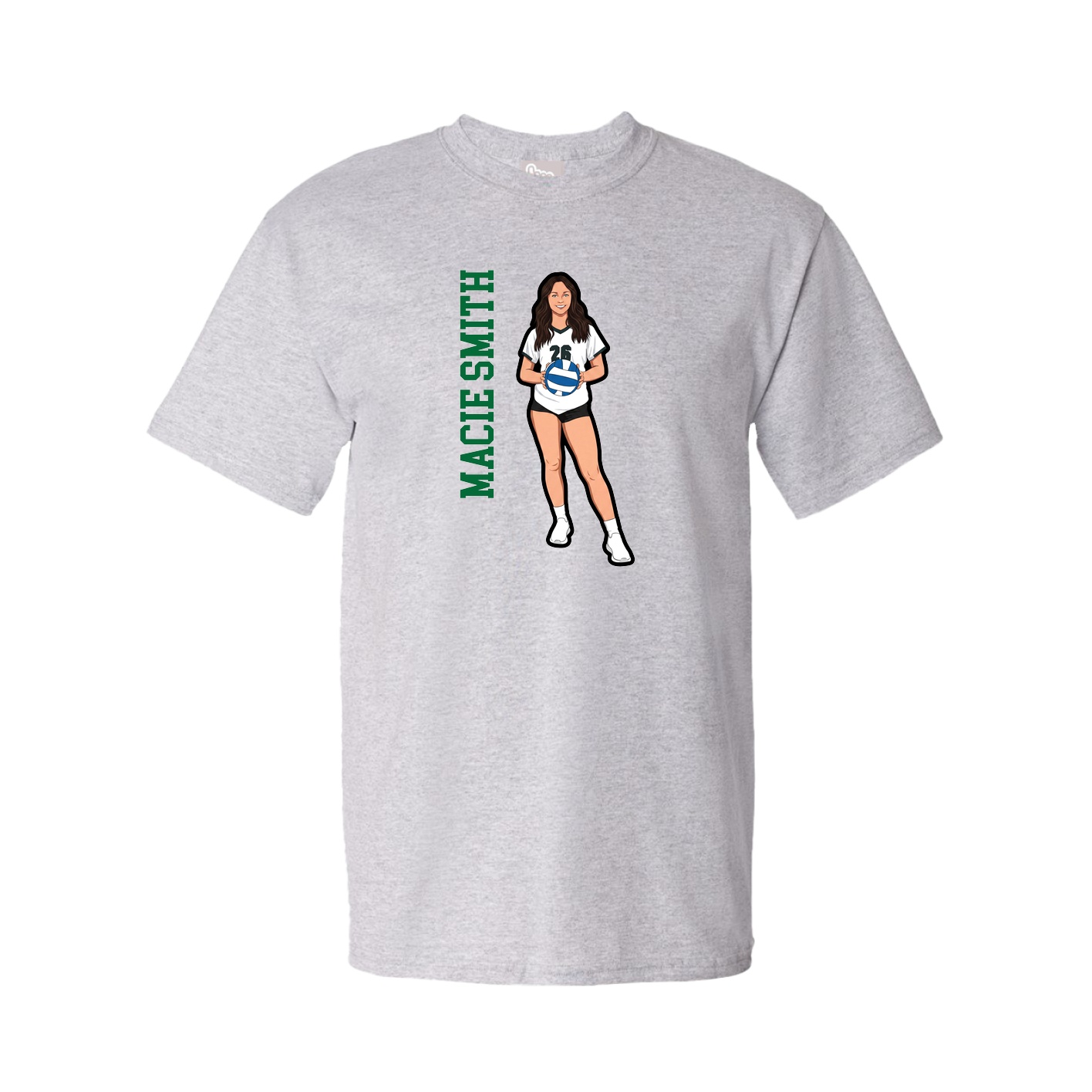 Tee — Name Vertical in Grey