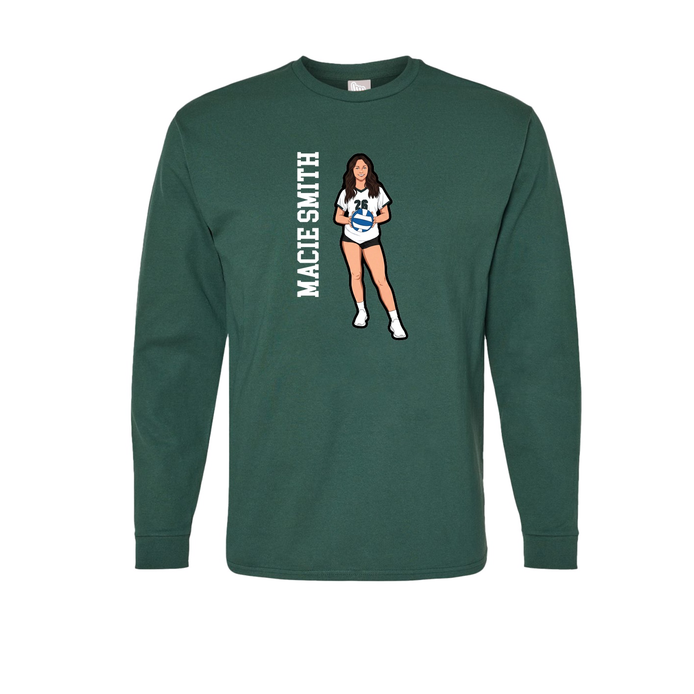 Long Sleeve Tee — Name Vertical in Green