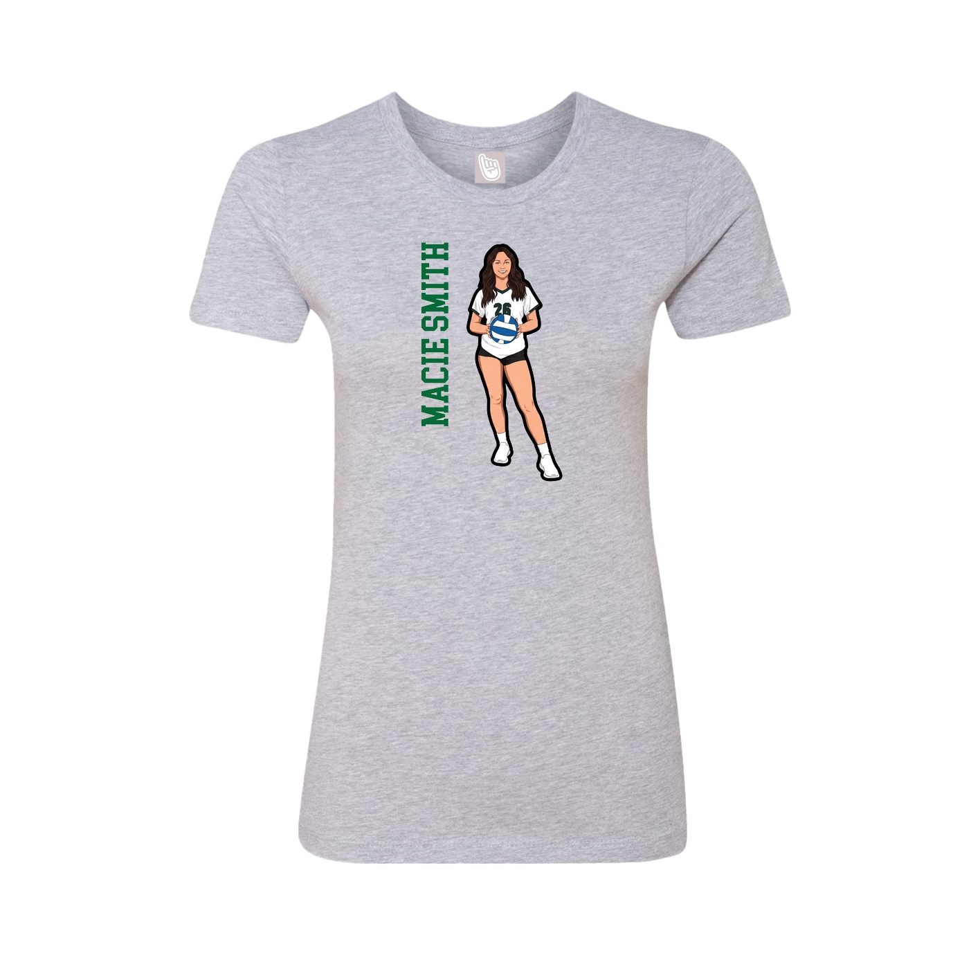 Fitted Women's Tee — Name Vertical in Grey