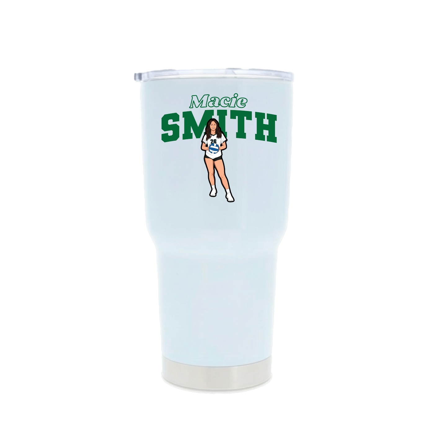 30oz Stainless Steel Tumbler — Name Arch in White