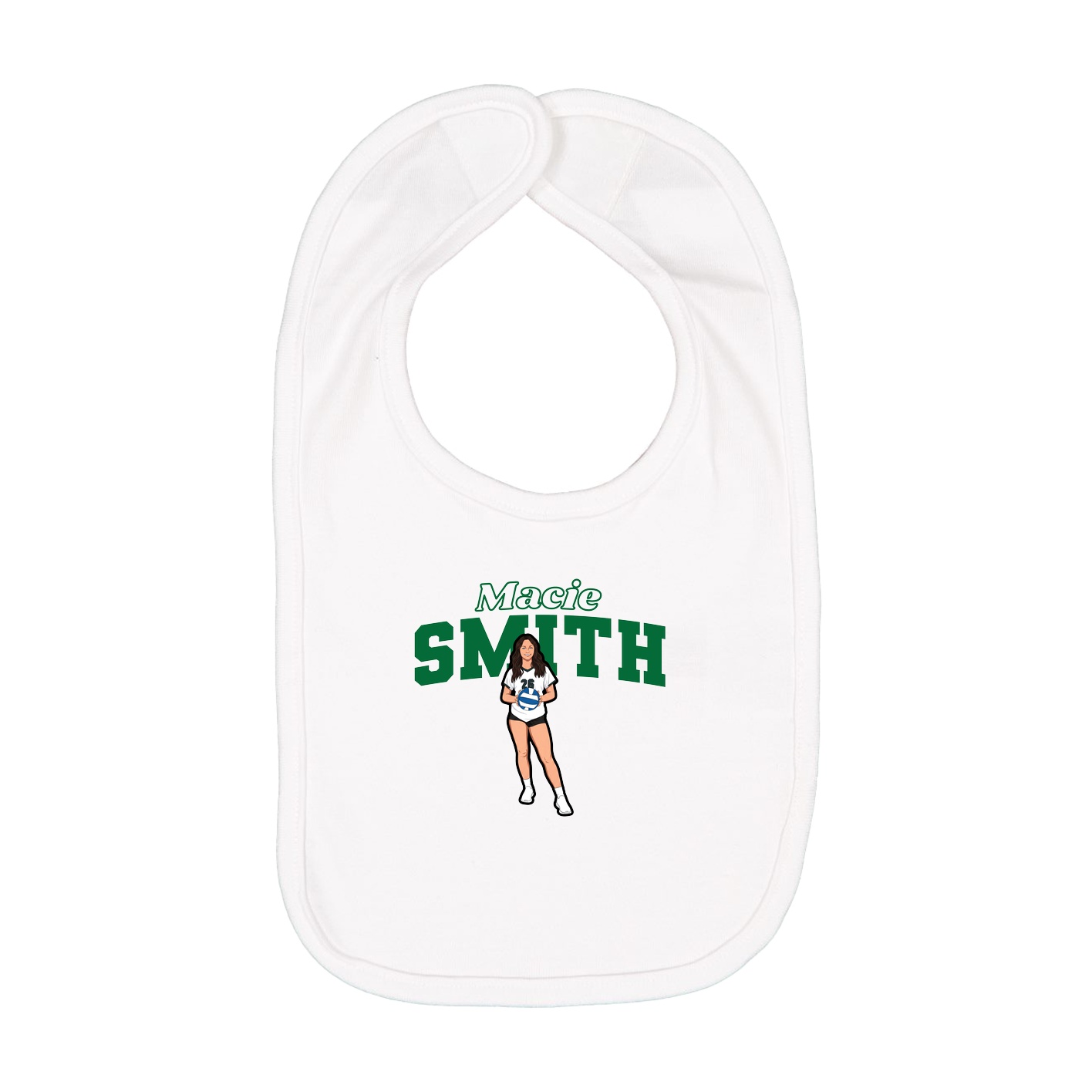 Infant Bib — Name Arch in White