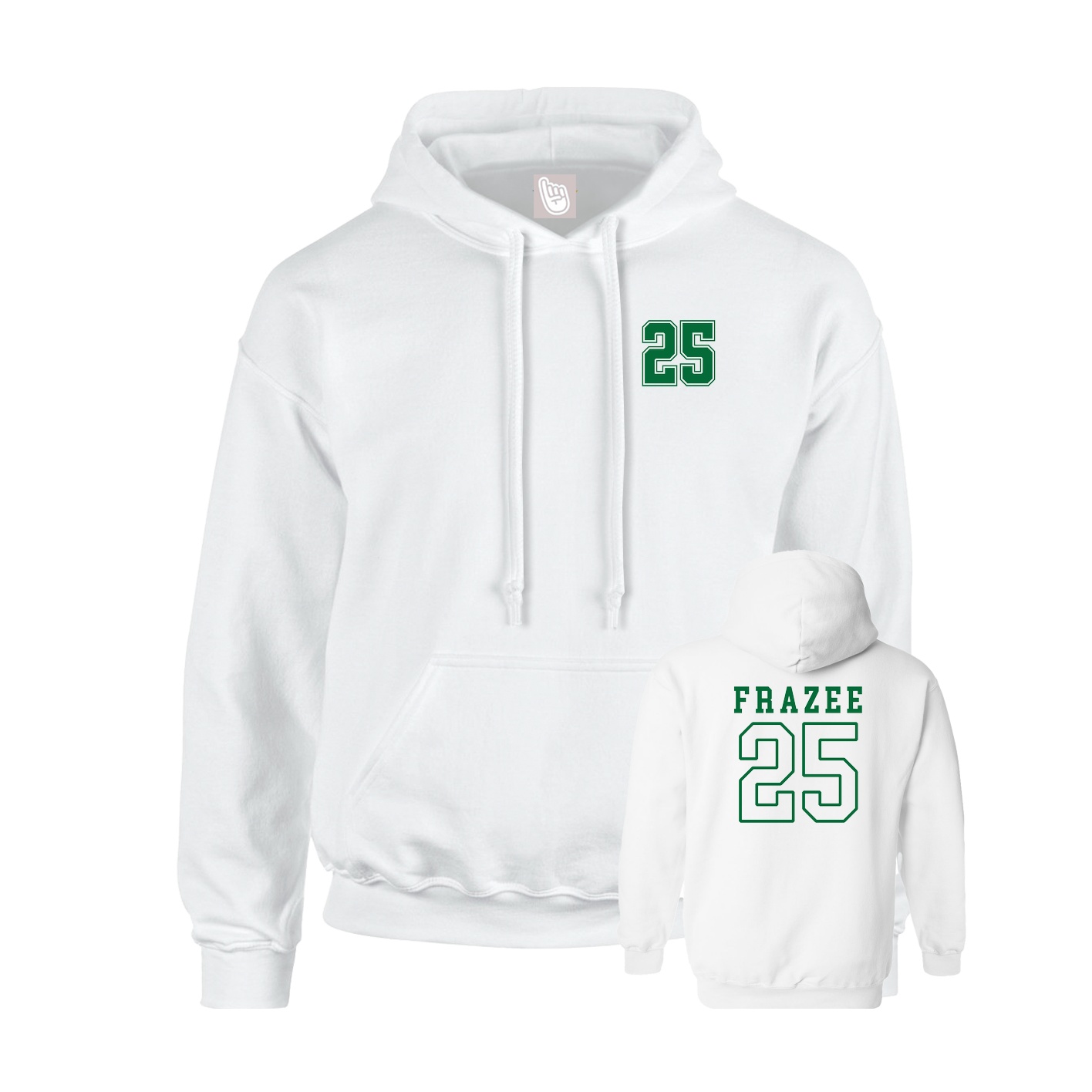 Youth Hoodie — Chest Back in White