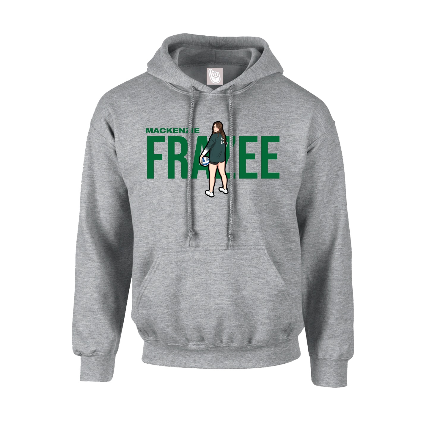 Hoodie — Player Name in Grey