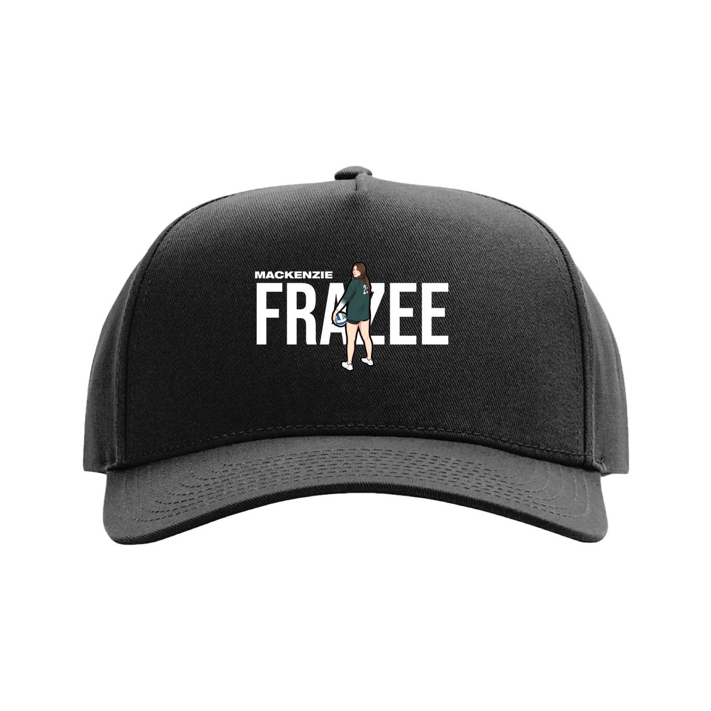 Full Fabric Five-Panel Champ Cap — Player Name in Black