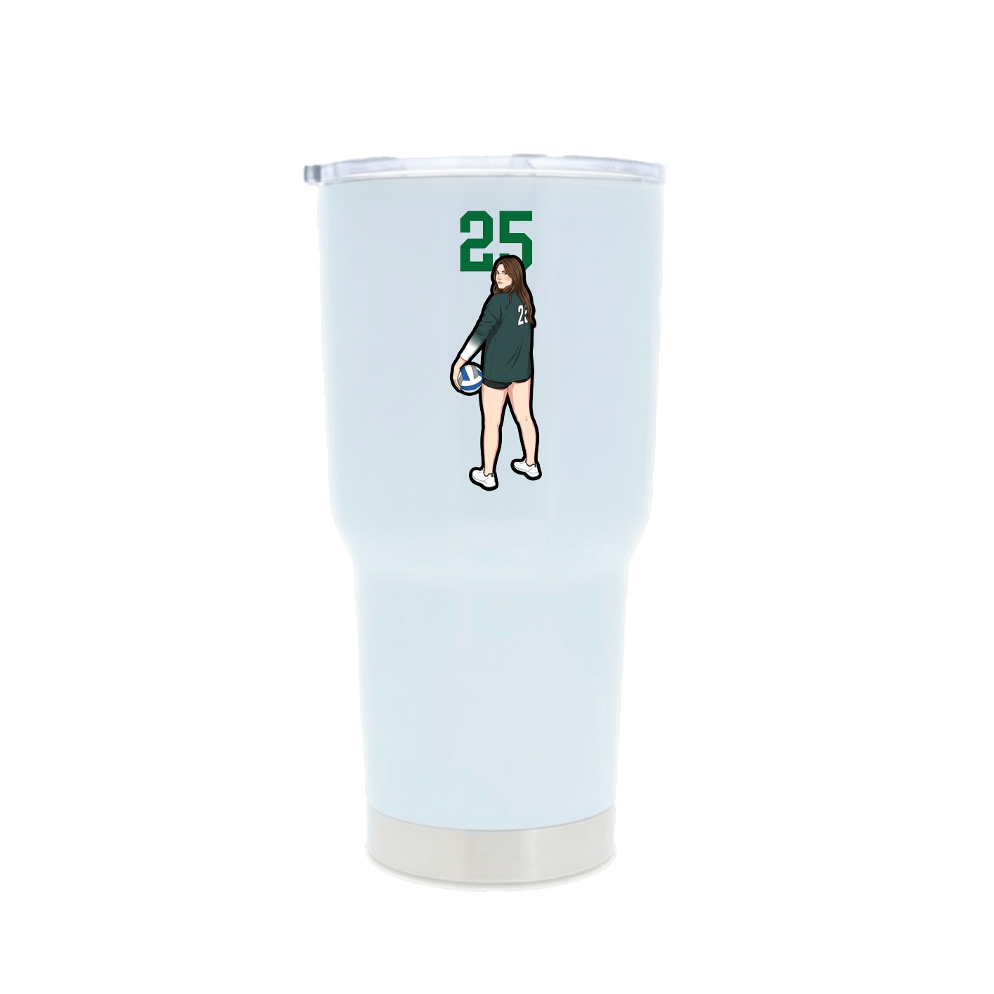 30oz Stainless Steel Tumbler — Number Top in White
