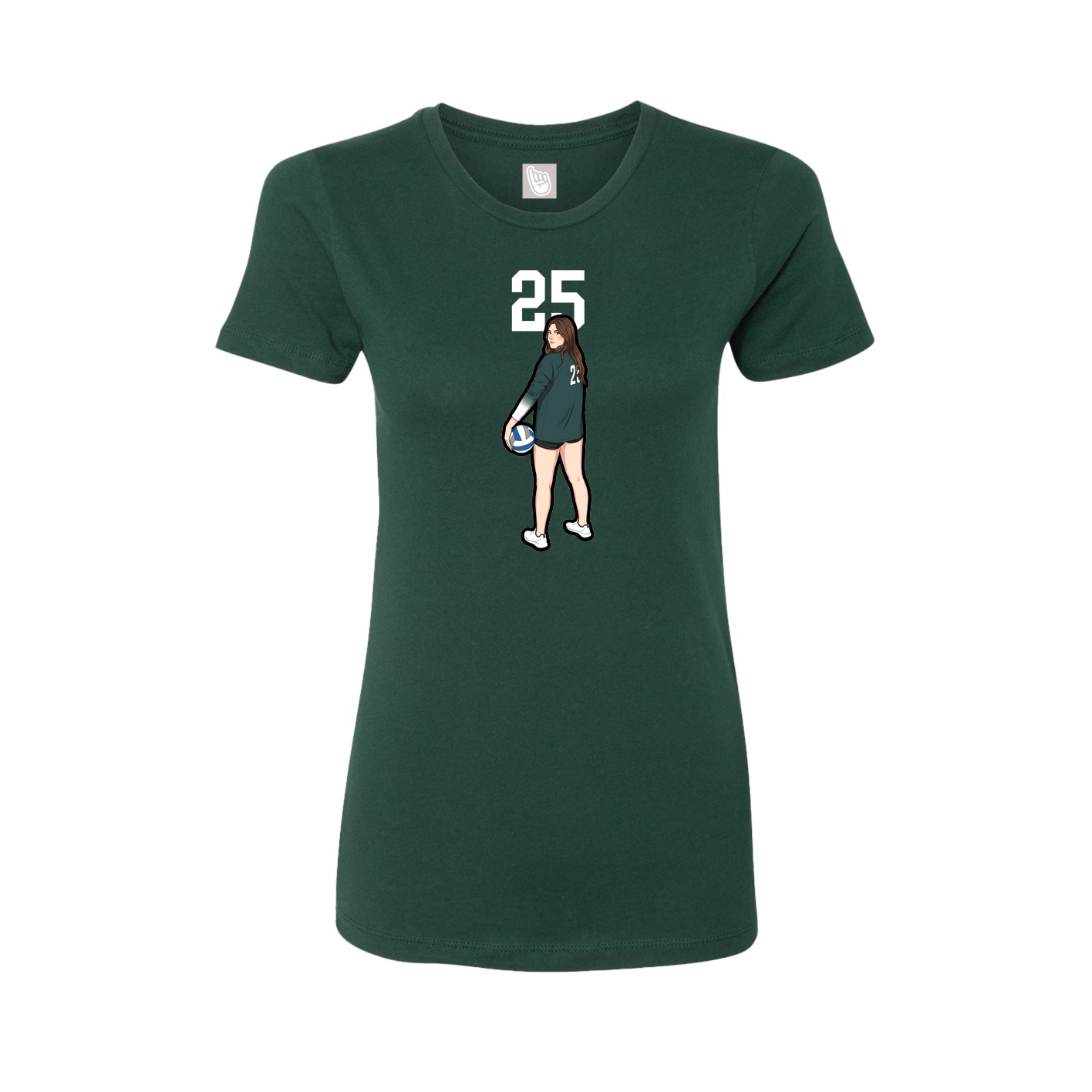 Fitted Women's Tee — Number Top in Green